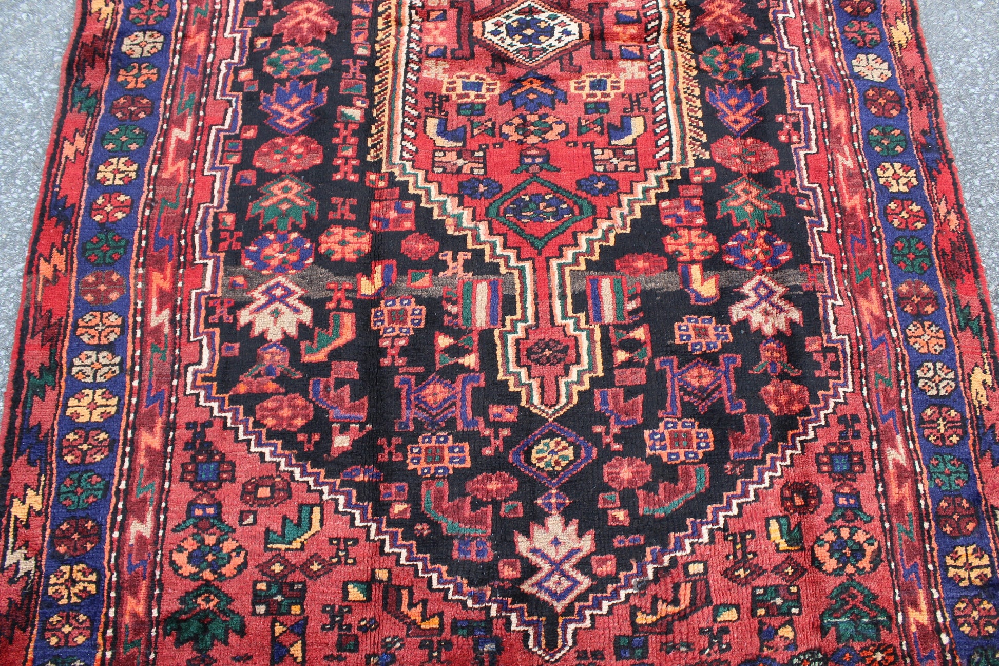 Red Black 4x7 Vintage Rug | Tribal Oriental Persian Rug | Kazak Bohemian Rug | Handmade Rug6