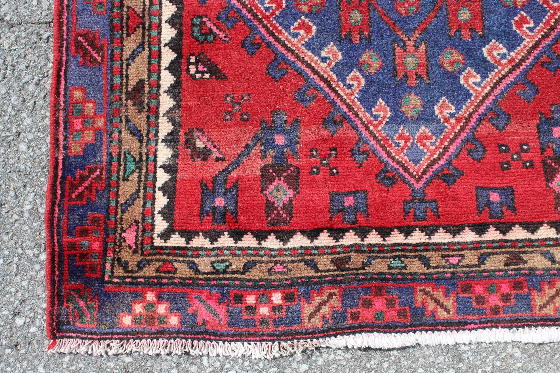 Red Blue 3x6 Vintage Rug | Tribal Oriental Persian Rug | Kazak Bohemian Rug | Handmade Rug6
