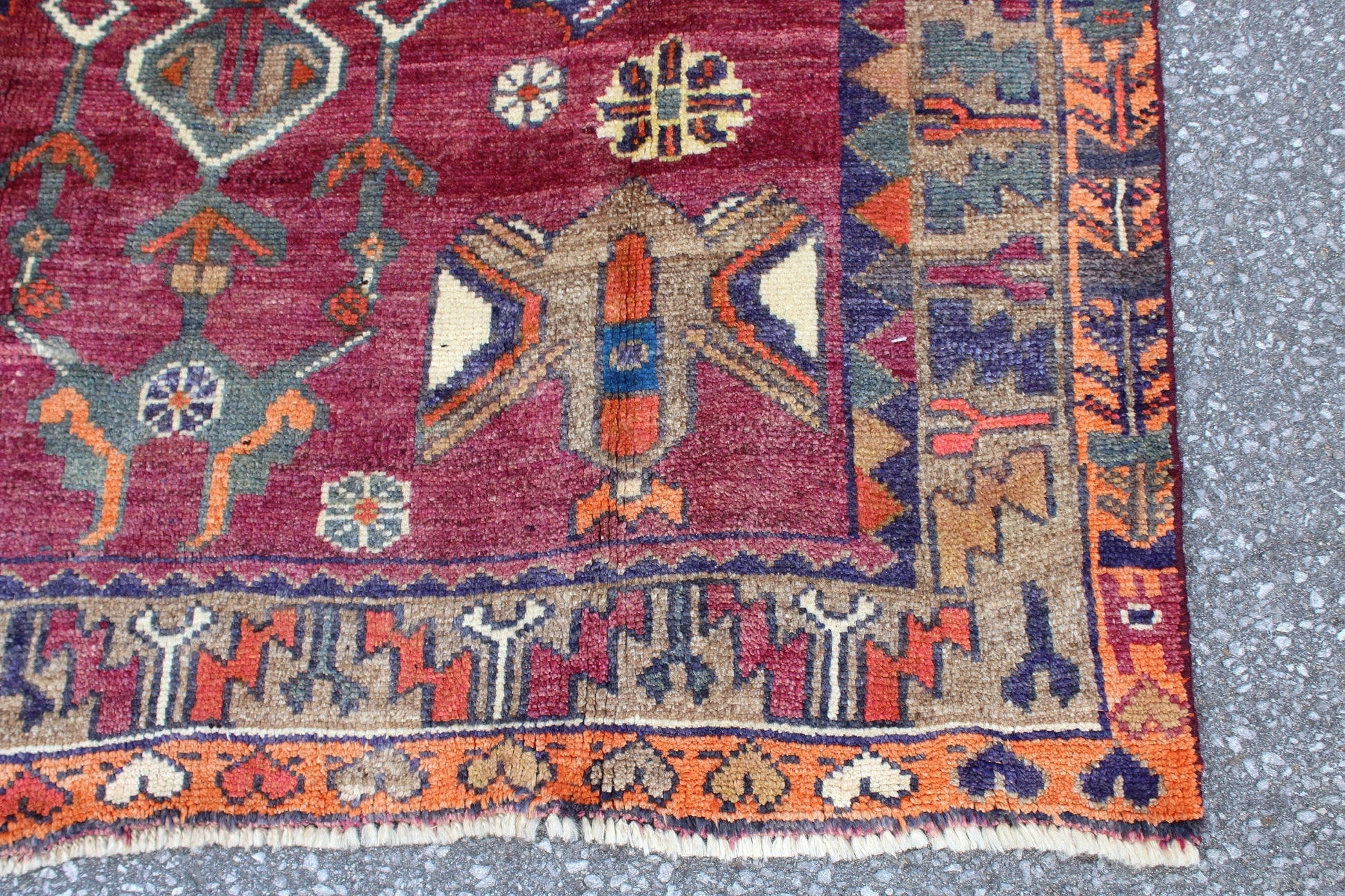 Red 5x10 Vintage Rug | Tribal Oriental Persian Rug | Kazak Bohemian Rug | Handmade Rug