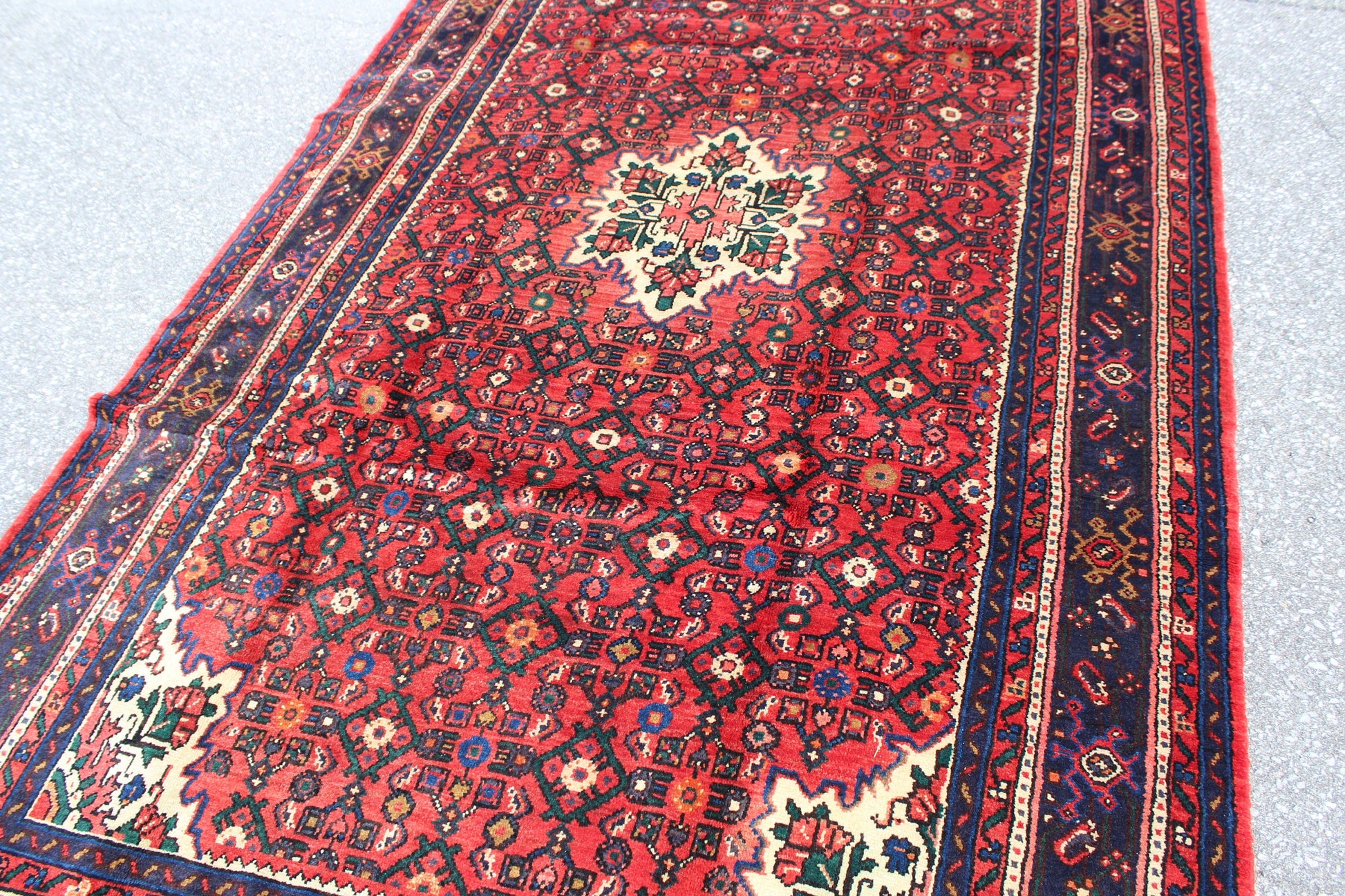 Red 5x10 Vintage Rug | Tribal Oriental Persian Rug | Kazak Bohemian Rug | Handmade Rug