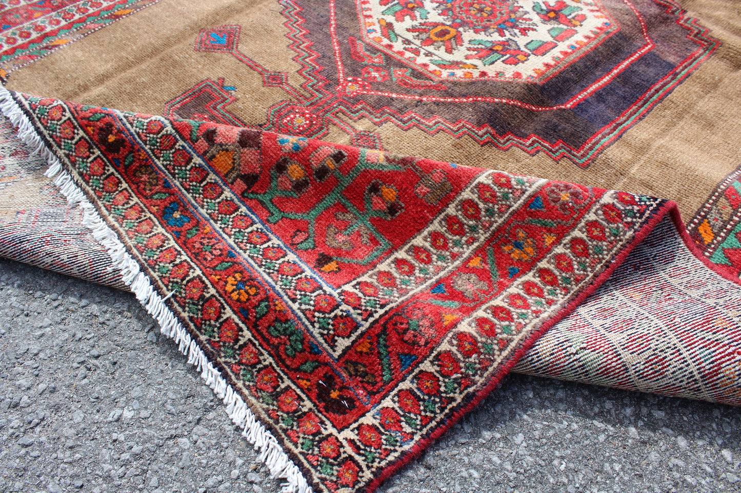 Red Blue 4x7 Vintage Rug | Tribal Oriental Persian Rug | Kazak Bohemian Rug | Handmade Rug