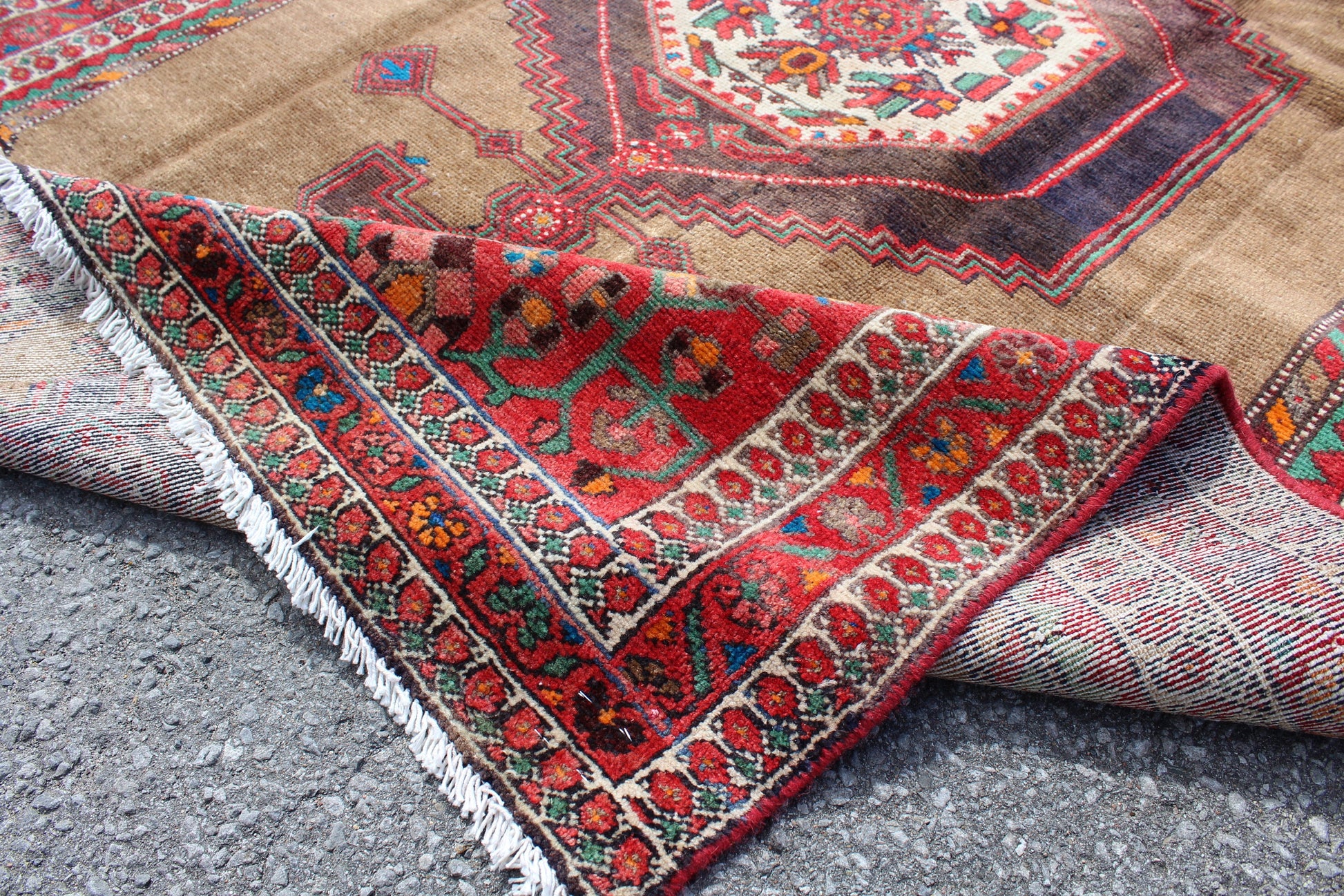 Red Blue 4x7 Vintage Rug | Tribal Oriental Persian Rug | Kazak Bohemian Rug | Handmade Rug
