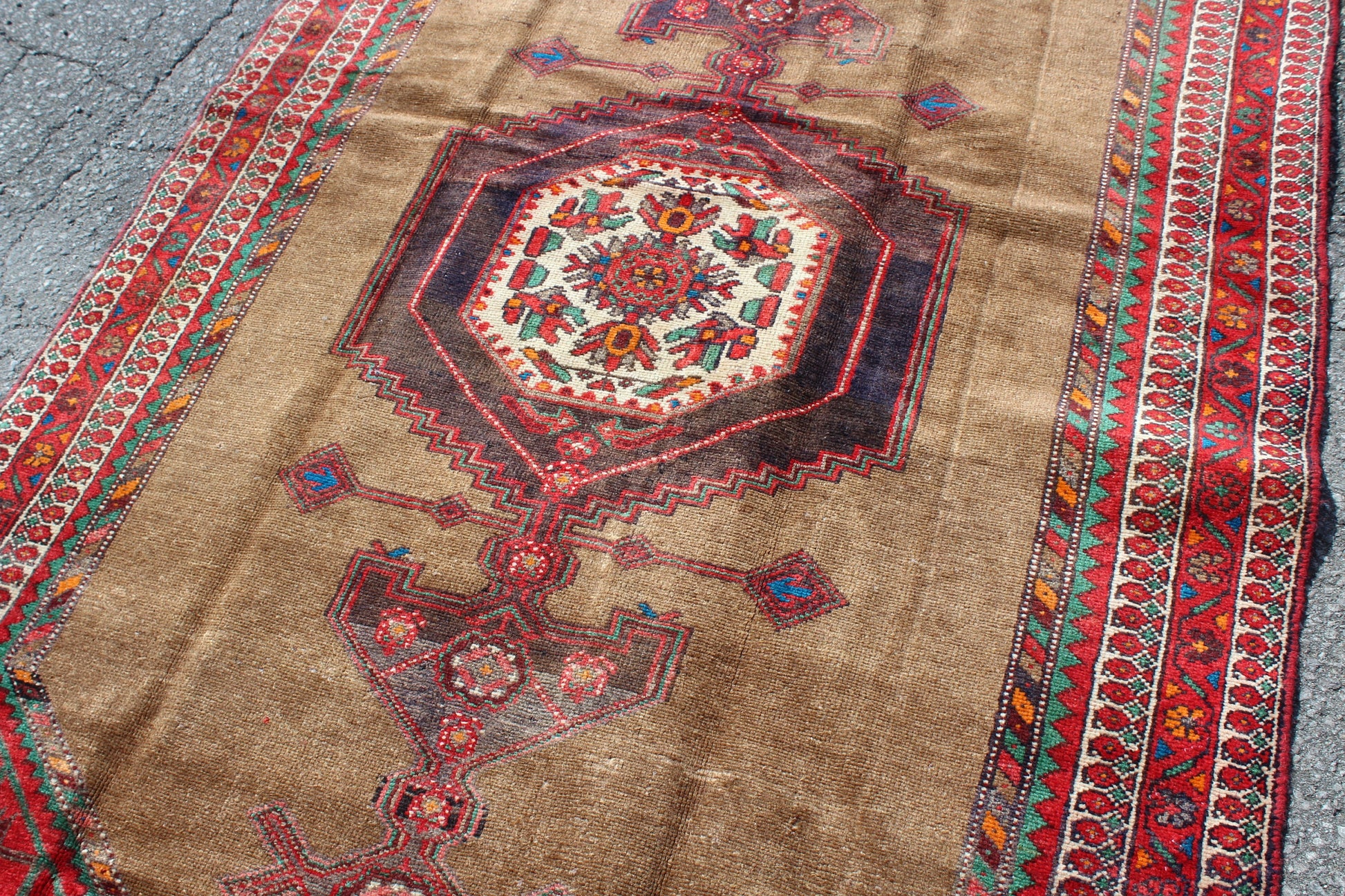 Red Blue 4x7 Vintage Rug | Tribal Oriental Persian Rug | Kazak Bohemian Rug | Handmade Rug