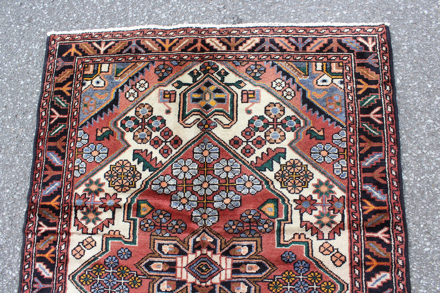 Red Beige 4x5 Vintage Rug | Tribal Oriental Persian Rug | Kazak Bohemian Rug | Handmade Rug