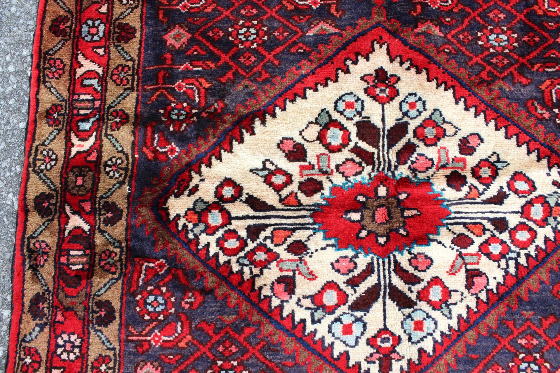 Blue Red 3x6 Vintage Rug | Tribal Oriental Persian Rug | Kazak Bohemian Rug | Handmade Ru3