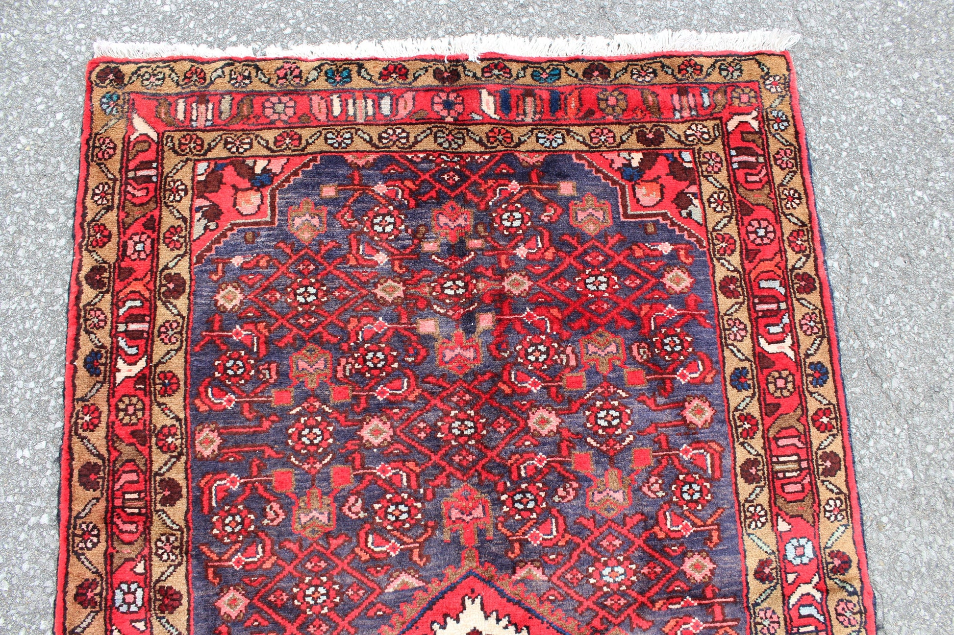 Blue Red 3x6 Vintage Rug | Tribal Oriental Persian Rug | Kazak Bohemian Rug | Handmade Ru3
