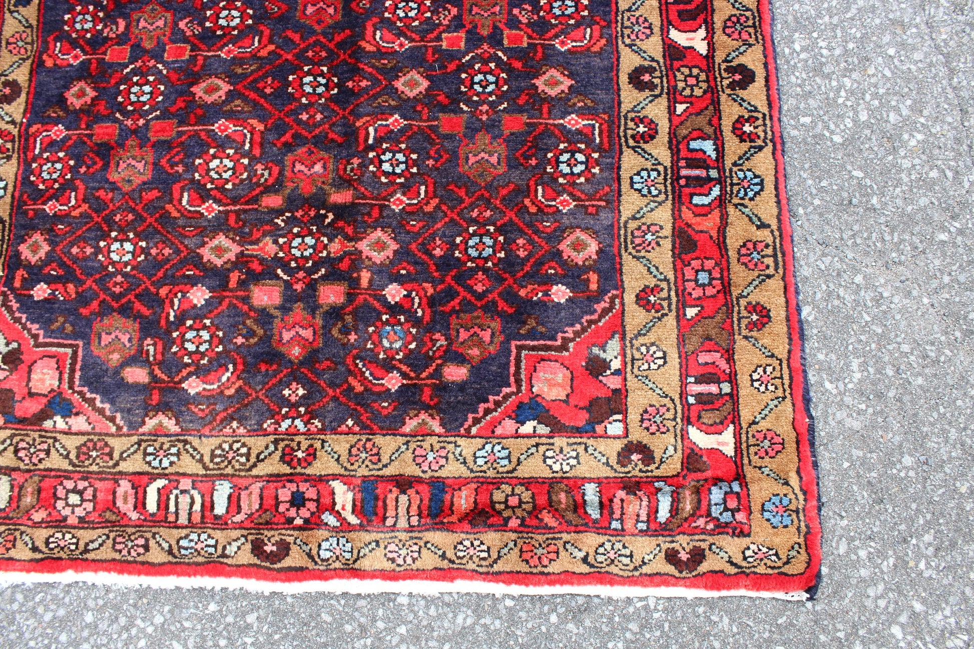 Blue Red 3x6 Vintage Rug | Tribal Oriental Persian Rug | Kazak Bohemian Rug | Handmade Ru3