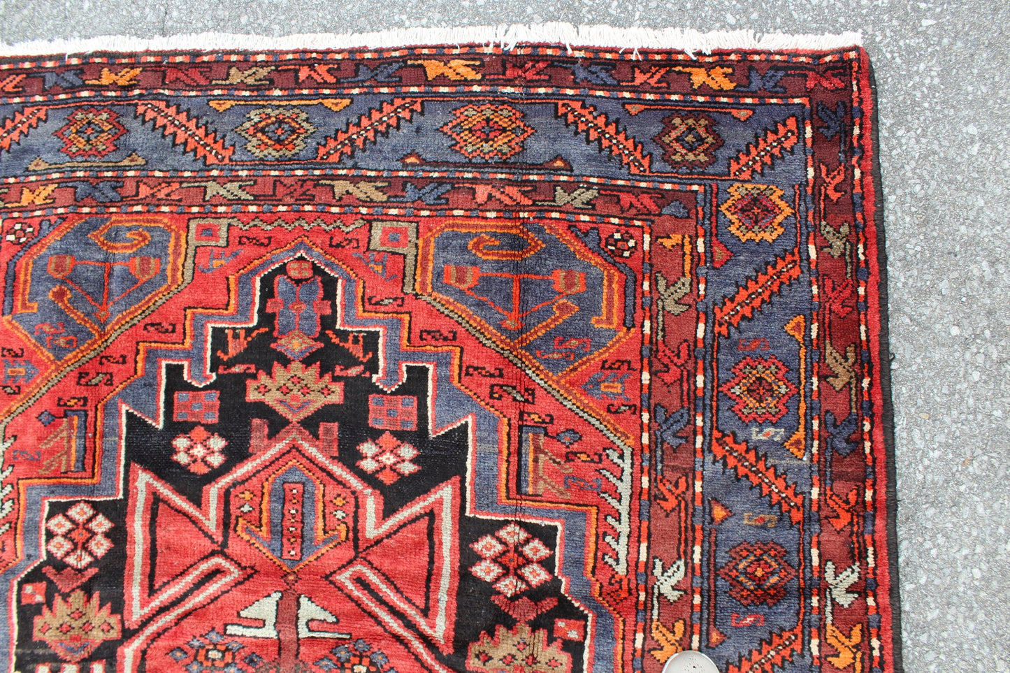 Red Blue 3x7 Vintage Rug | Tribal Oriental Persian Rug | Kazak Bohemian Rug | Handmade Rug