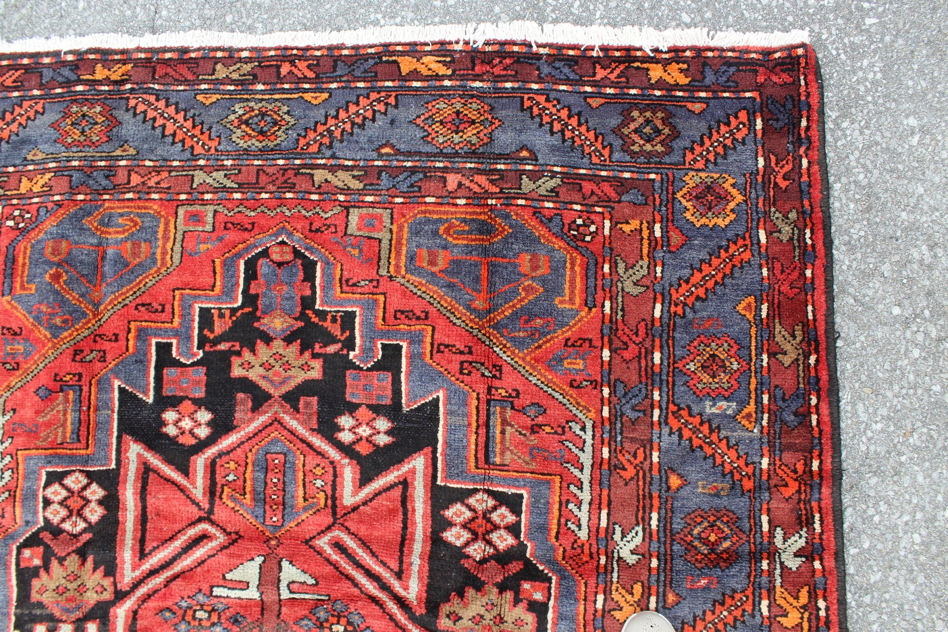 Red Blue 3x7 Vintage Rug | Tribal Oriental Persian Rug | Kazak Bohemian Rug | Handmade Rug