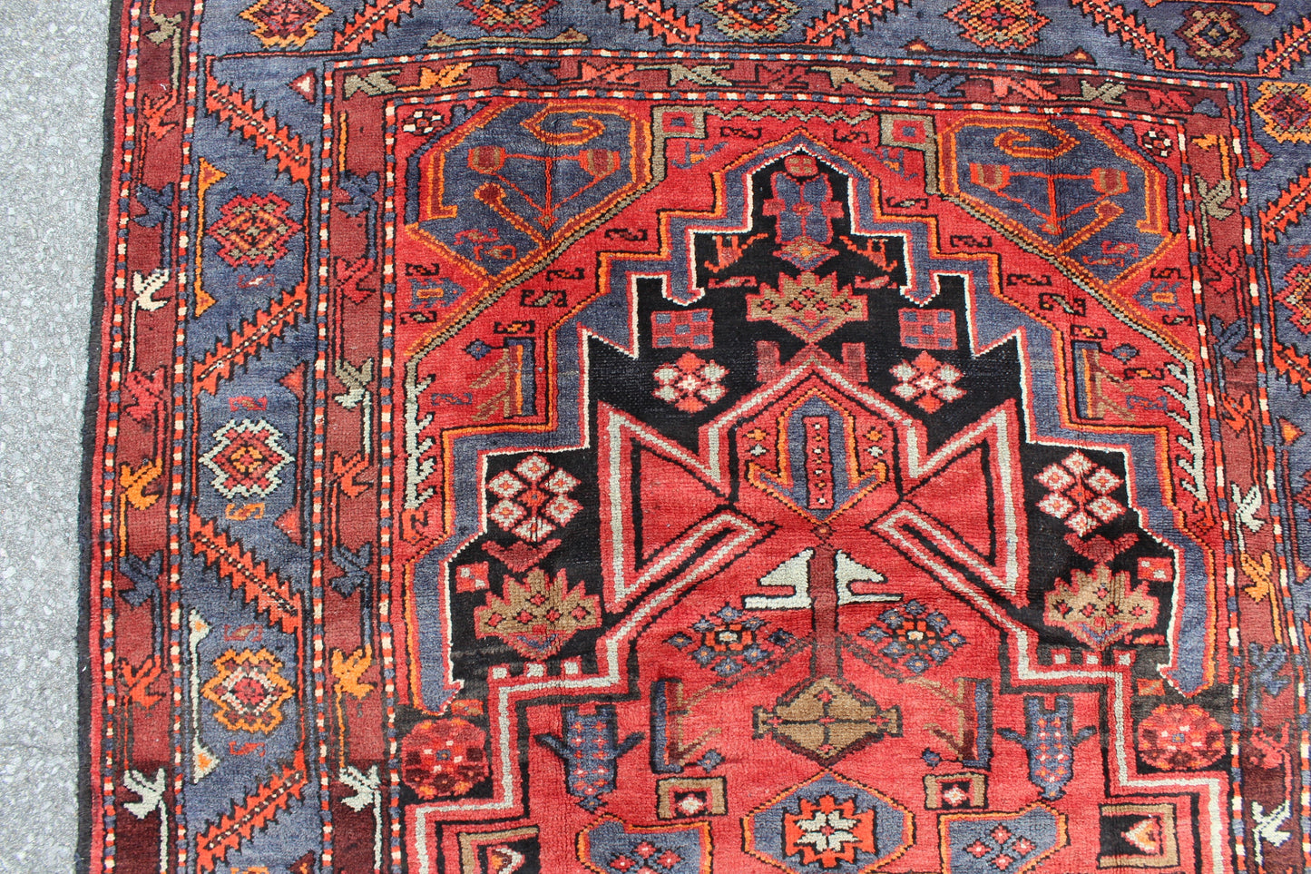 Red Blue 3x7 Vintage Rug | Tribal Oriental Persian Rug | Kazak Bohemian Rug | Handmade Rug