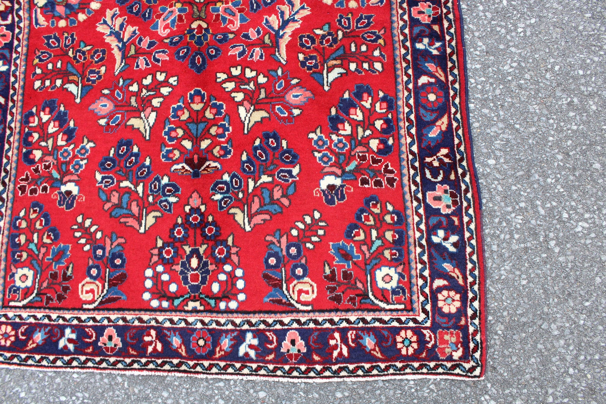 Red 4x5 Vintage Rug | Tribal Oriental Persian Rug | Kazak Bohemian Rug | Handmade Rug