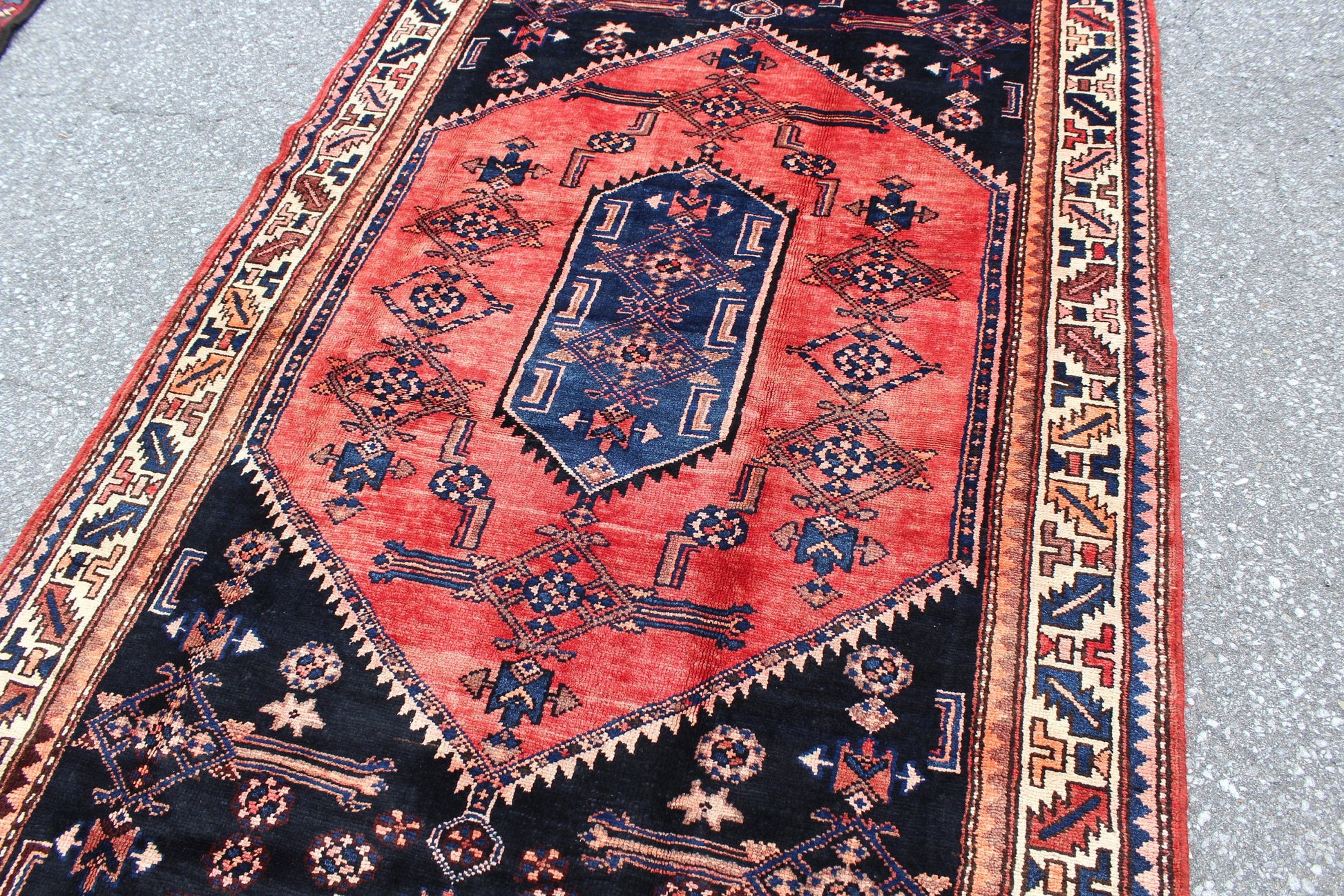 Red 4x7 Vintage Rug | Tribal Oriental Persian Rug | Kazak Bohemian Rug | Handmade Rug