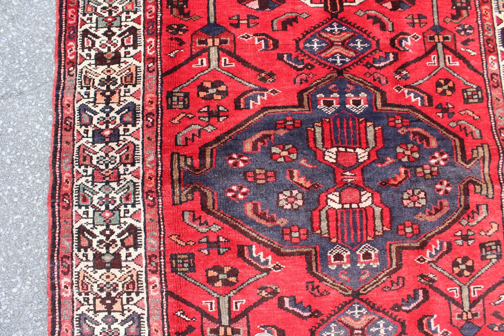 Red Blue 5x7  Vintage Rug | Tribal Oriental Persian Rug | Kazak Bohemian Rug | Handmade Rug