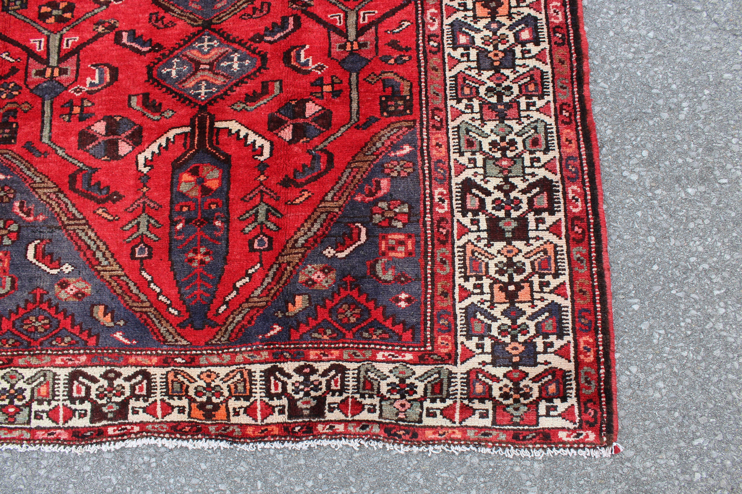 Red Blue 5x7  Vintage Rug | Tribal Oriental Persian Rug | Kazak Bohemian Rug | Handmade Rug
