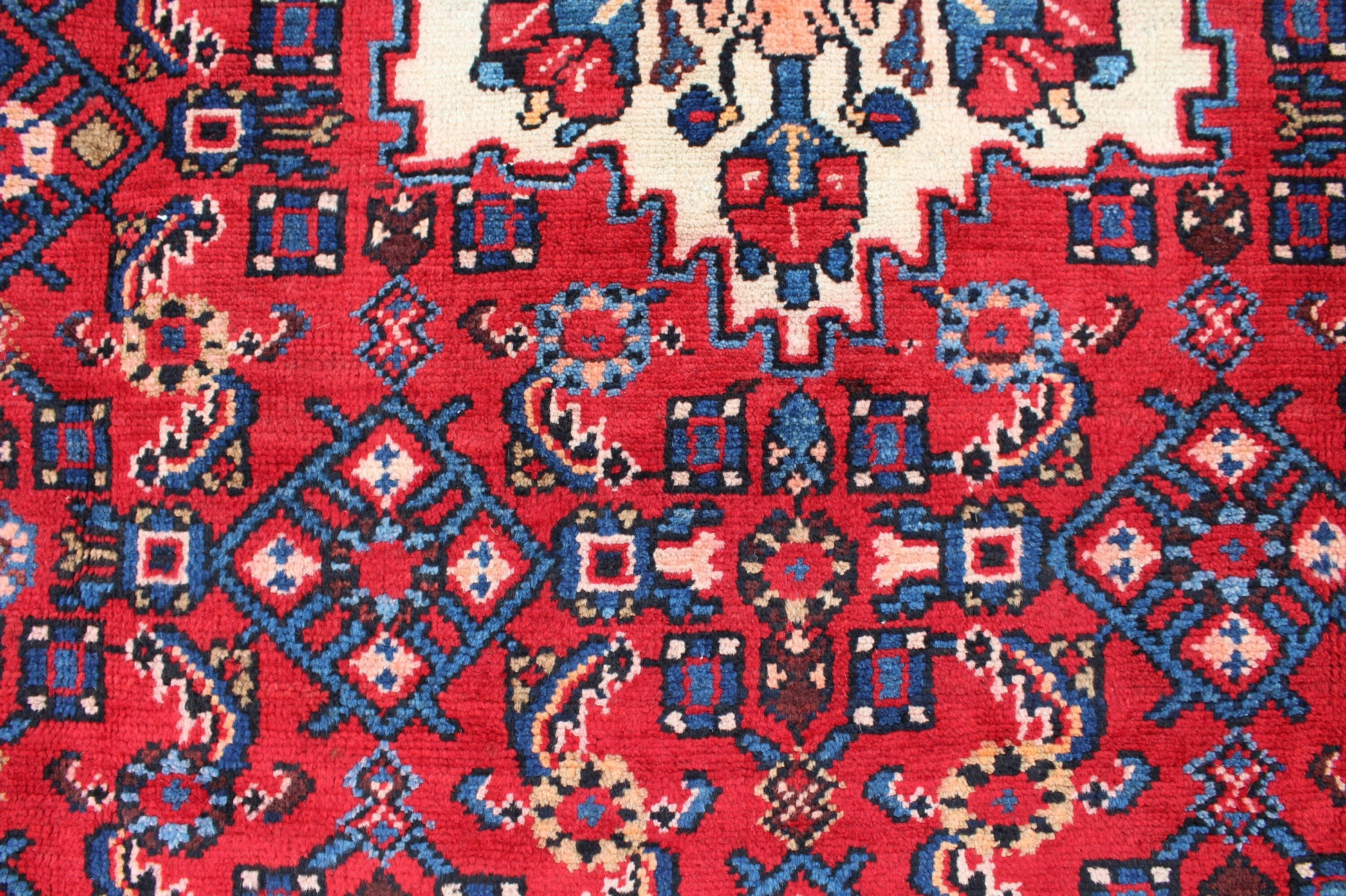 Red Blue 5x8 Vintage Rug | Tribal Oriental Persian Rug | Kazak Bohemian Rug | Handmade Rug