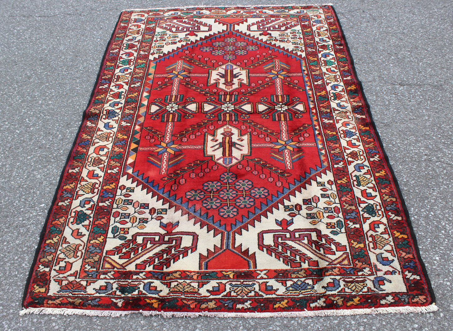 White Gold 8x11 Vintage Rug | Tribal Oriental Persian Rug | Kazak Bohemian Rug | Handmade Rug
