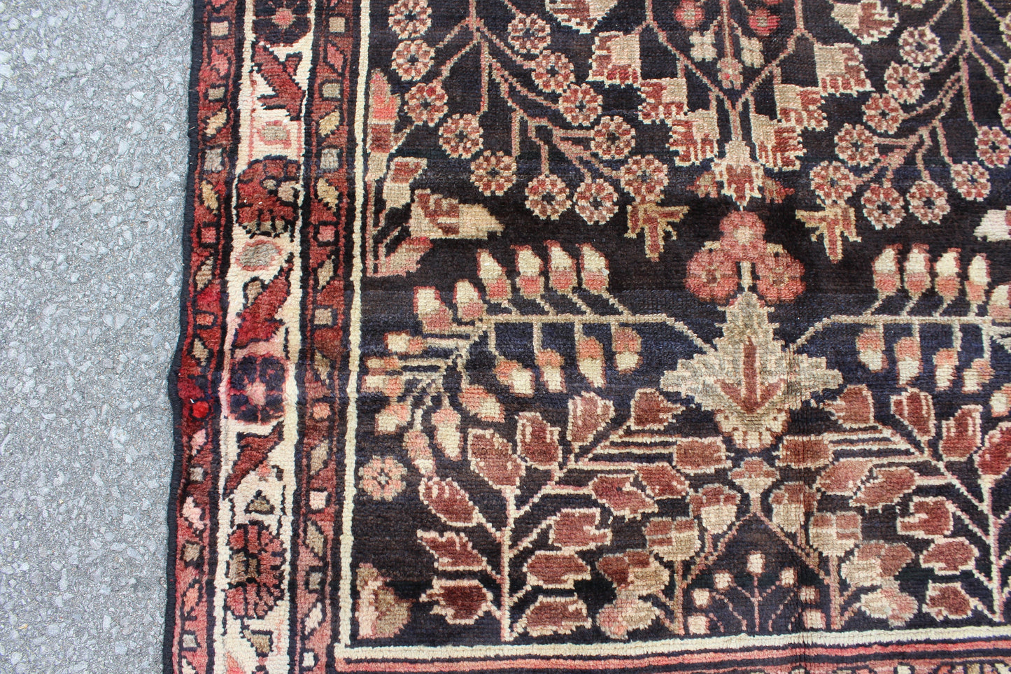 Black Oriental 3x8 Runner Rug | Coral Beige Florals