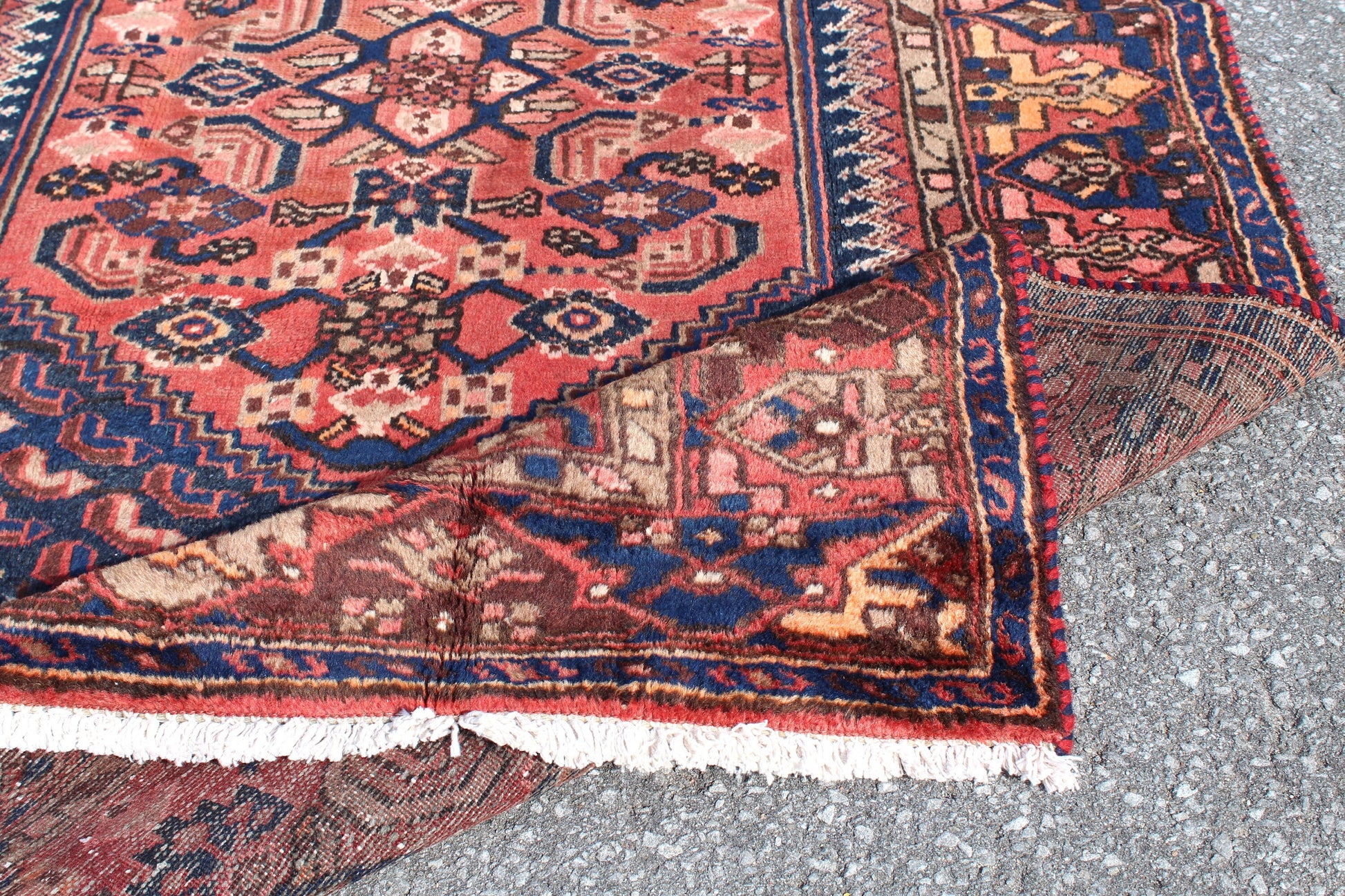 Brown Blue 4x7  Vintage Rug | Tribal Oriental Persian Rug | Kazak Bohemian Rug | Handmade Rug