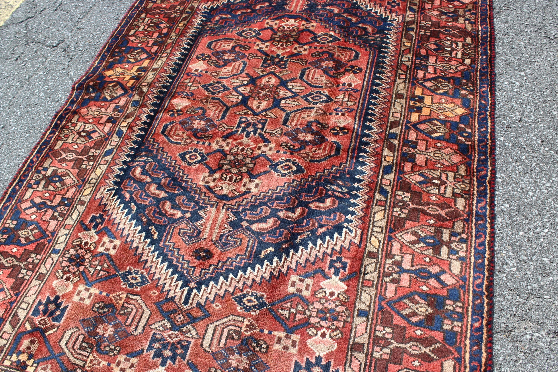 Brown Blue 4x7  Vintage Rug | Tribal Oriental Persian Rug | Kazak Bohemian Rug | Handmade Rug