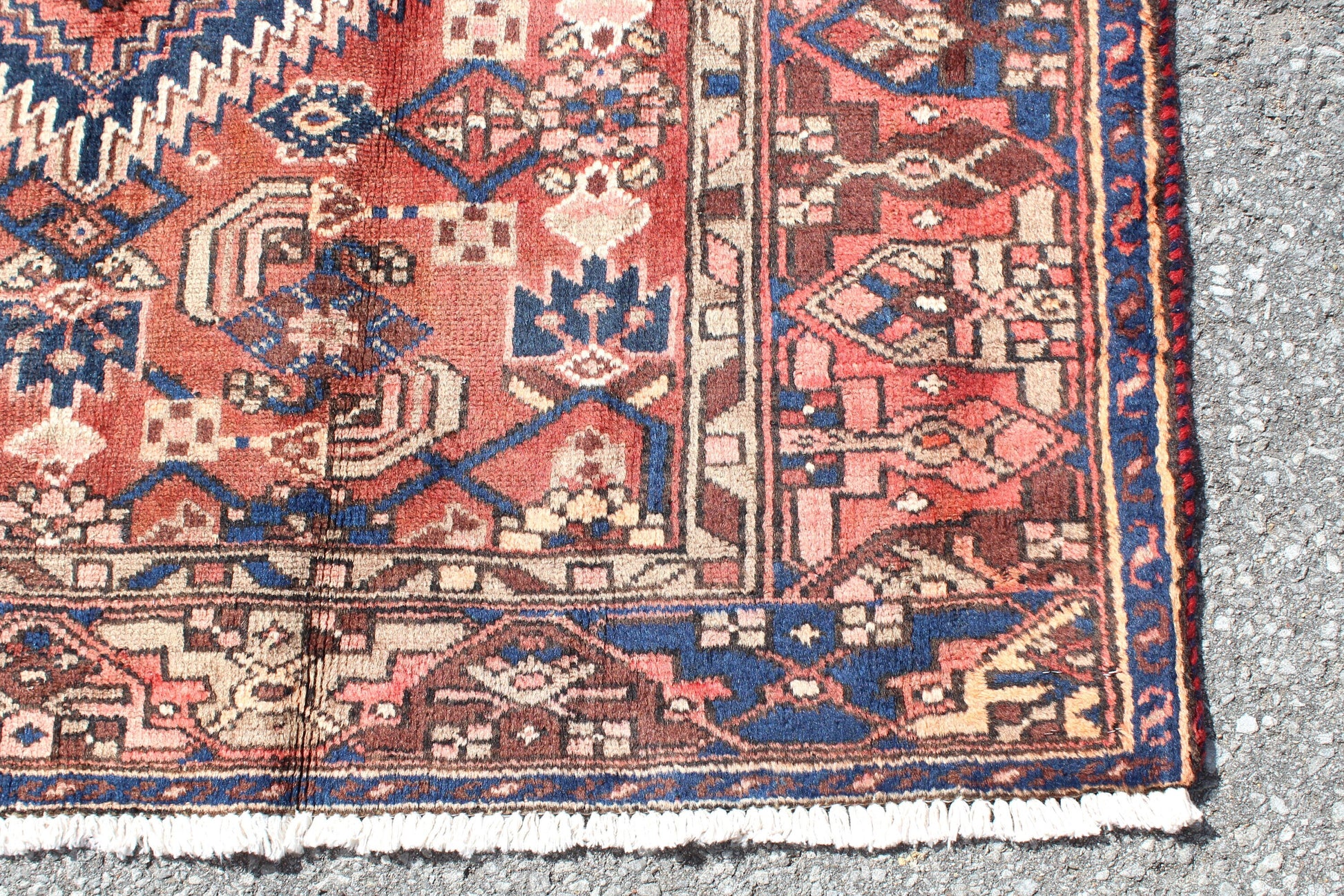 Brown Blue 4x7  Vintage Rug | Tribal Oriental Persian Rug | Kazak Bohemian Rug | Handmade Rug