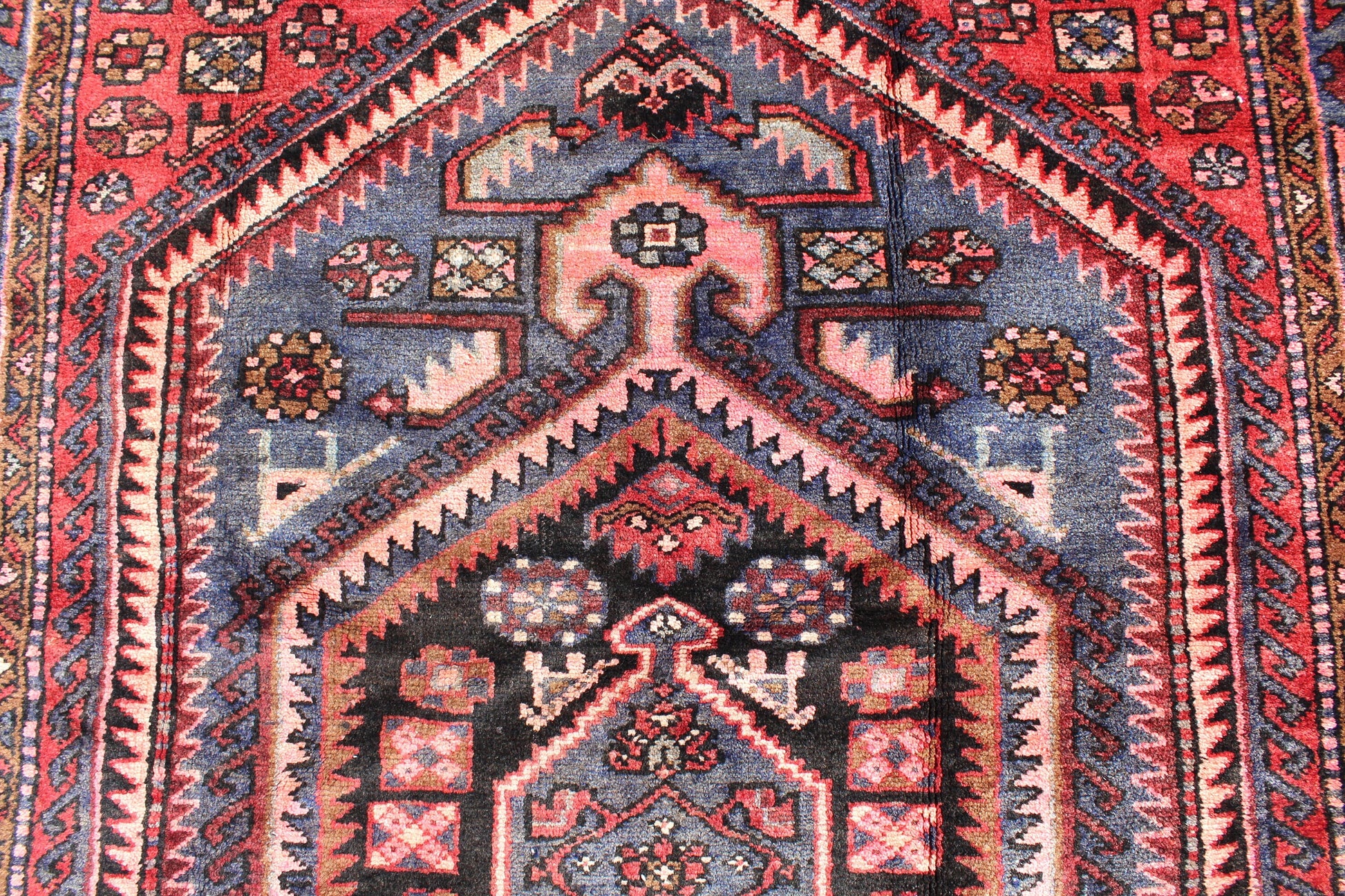 Red Blue 4x7 Vintage Rug | Tribal Oriental Persian Rug | Kazak Bohemian Rug | Handmade Rug6