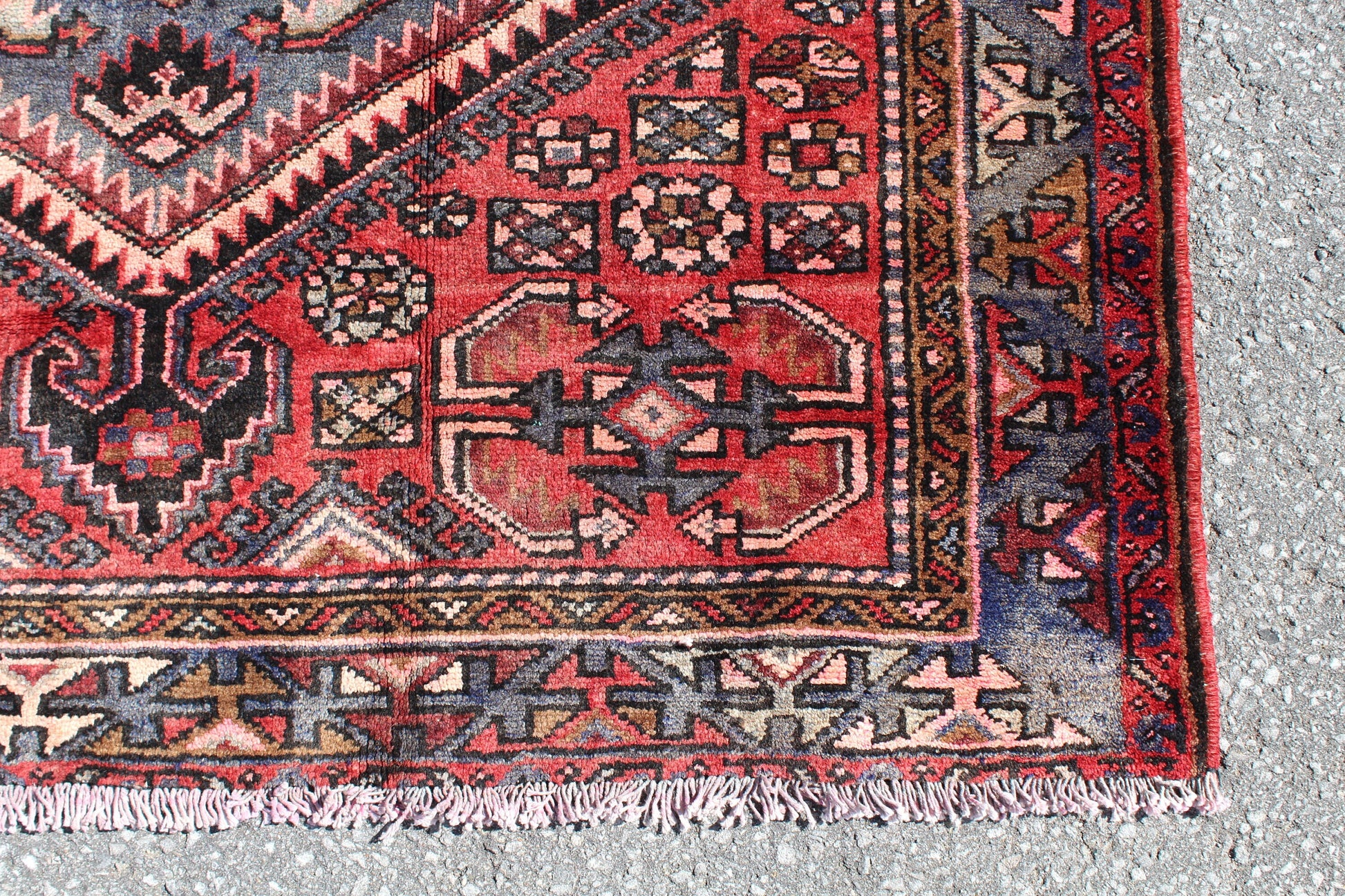 Red Blue 4x7 Vintage Rug | Tribal Oriental Persian Rug | Kazak Bohemian Rug | Handmade Rug6