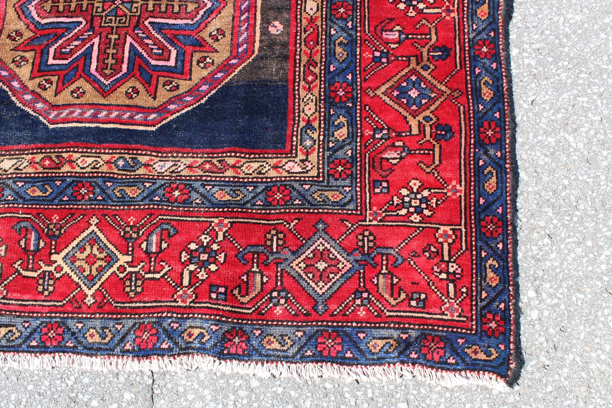 Red Black 4x8 Vintage Rug | Tribal Oriental Persian Rug | Kazak Bohemian Rug | Handmade Rug