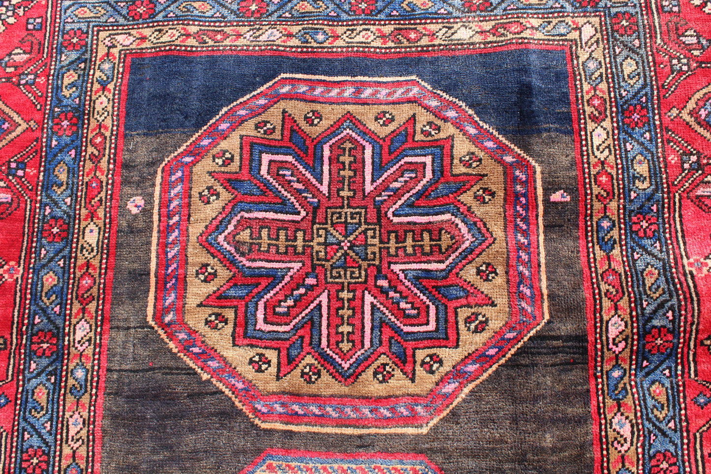 Red Black 4x8 Vintage Rug | Tribal Oriental Persian Rug | Kazak Bohemian Rug | Handmade Rug