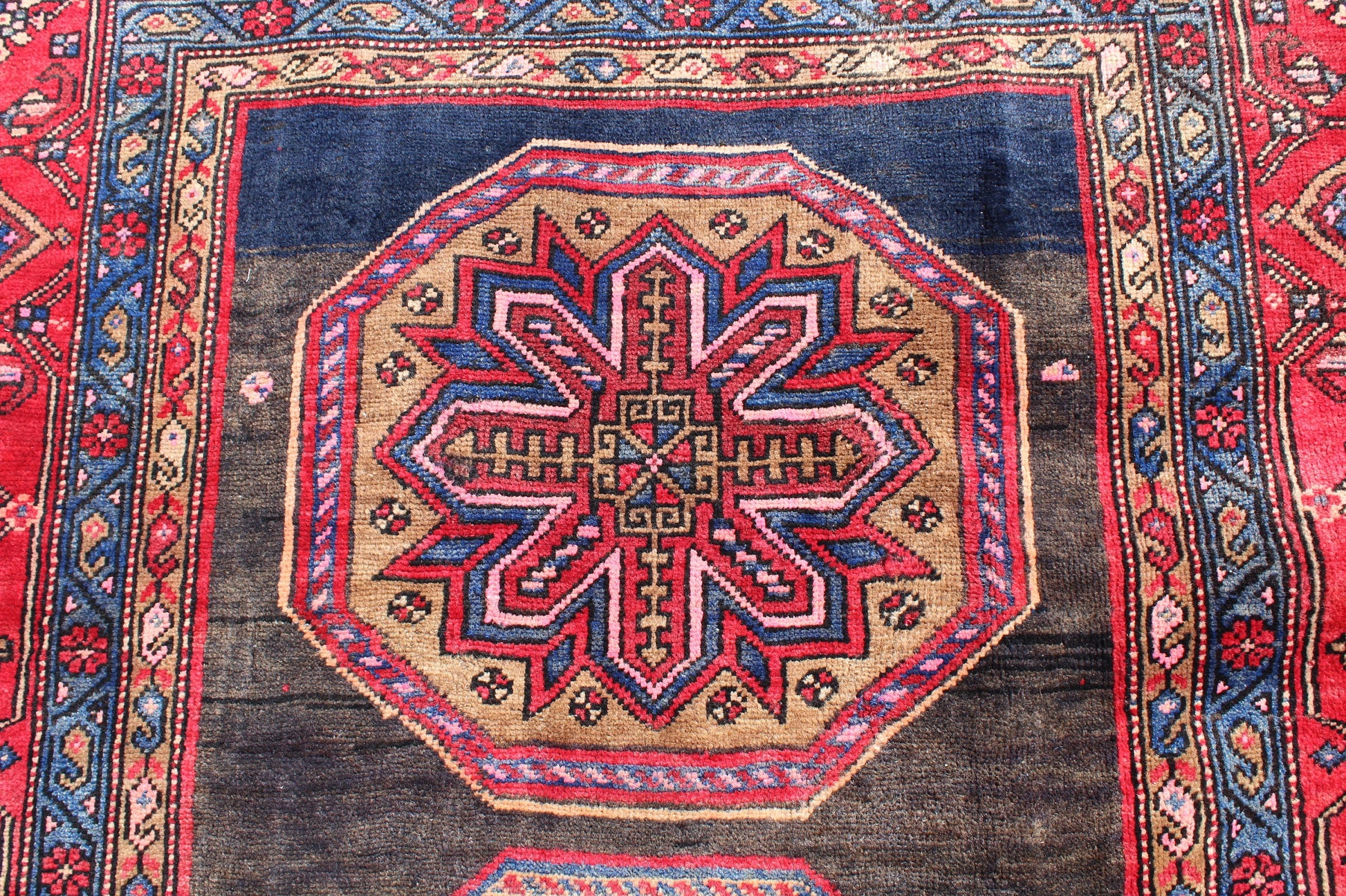 Red Black 4x8 Vintage Rug | Tribal Oriental Persian Rug | Kazak Bohemian Rug | Handmade Rug
