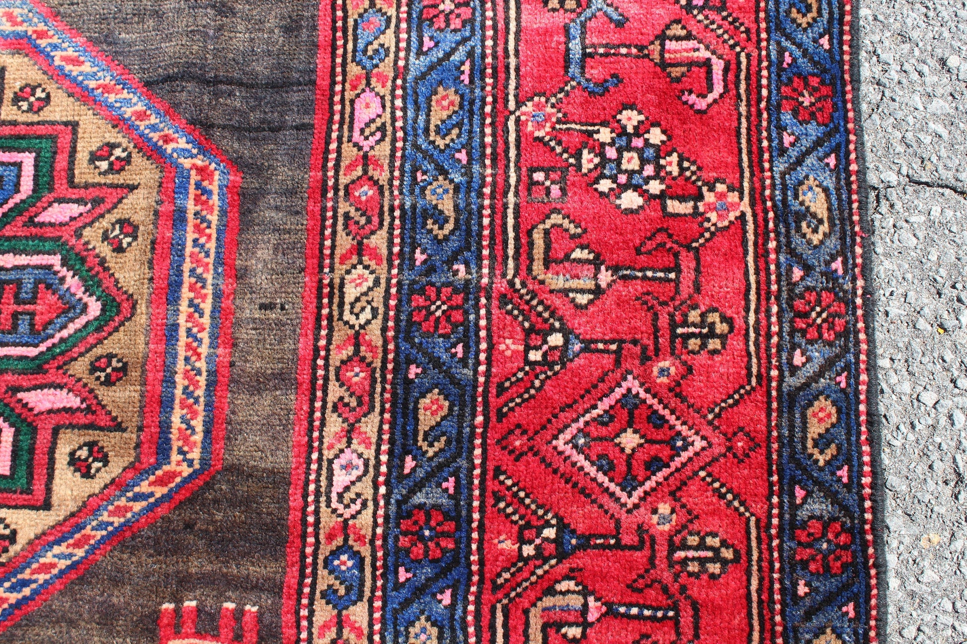 Red Black 4x8 Vintage Rug | Tribal Oriental Persian Rug | Kazak Bohemian Rug | Handmade Rug