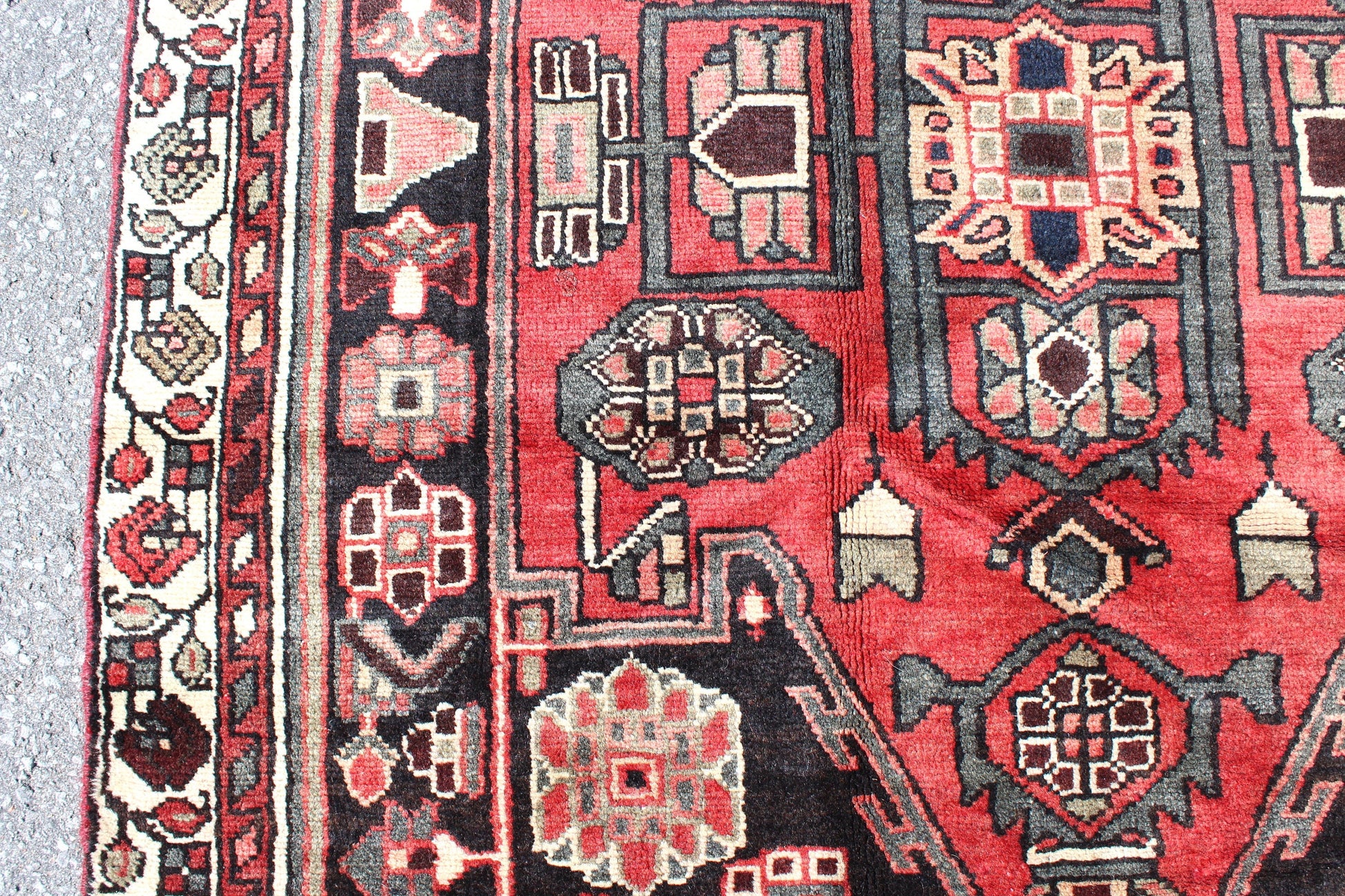 Red Blue 4x7 Vintage Rug | Tribal Oriental Persian Rug | Kazak Bohemian Rug | Handmade Rug