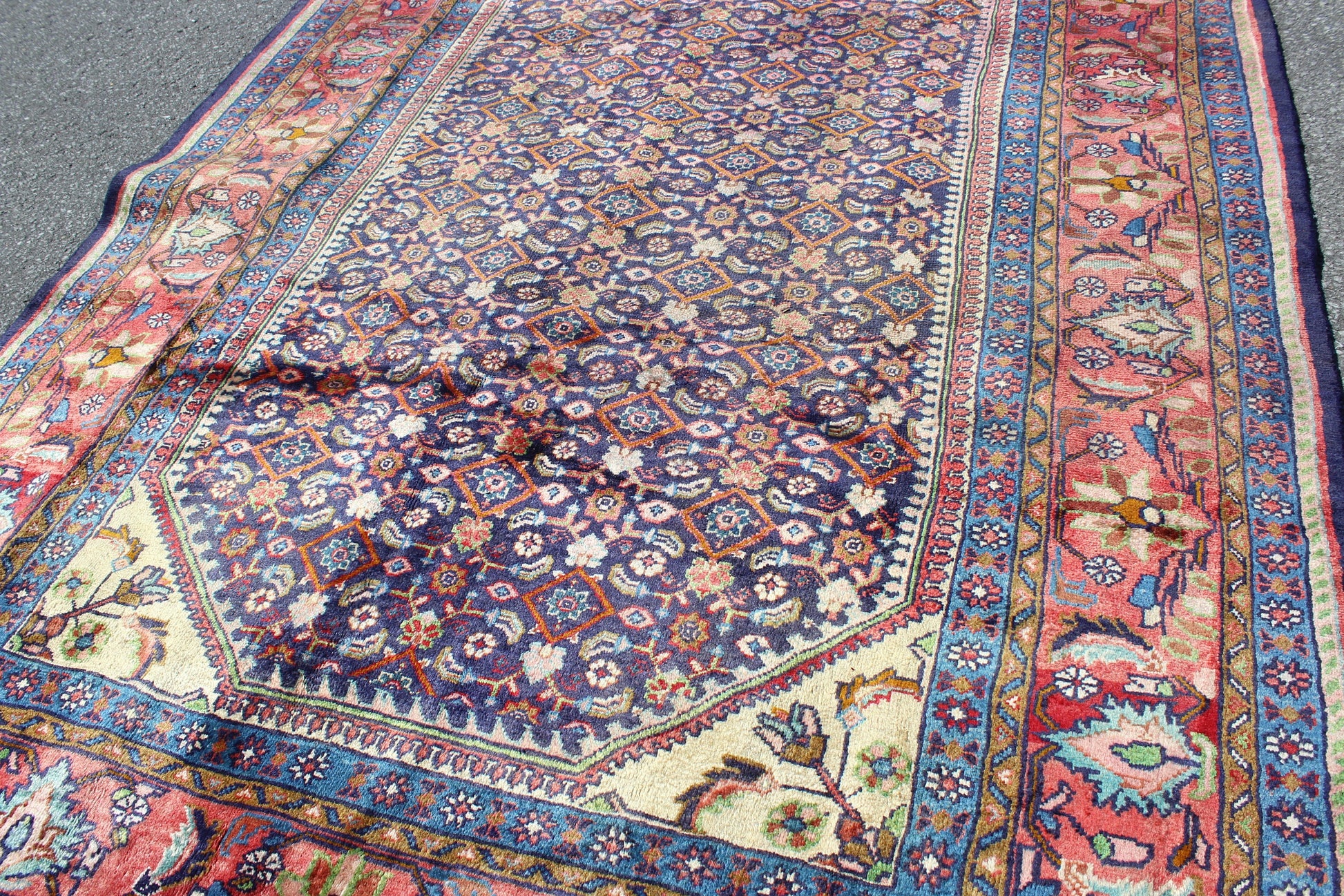 Red Blue 7x10 Vintage Rug | Tribal Oriental Persian Rug | Kazak Bohemian Rug | Handmade Rug