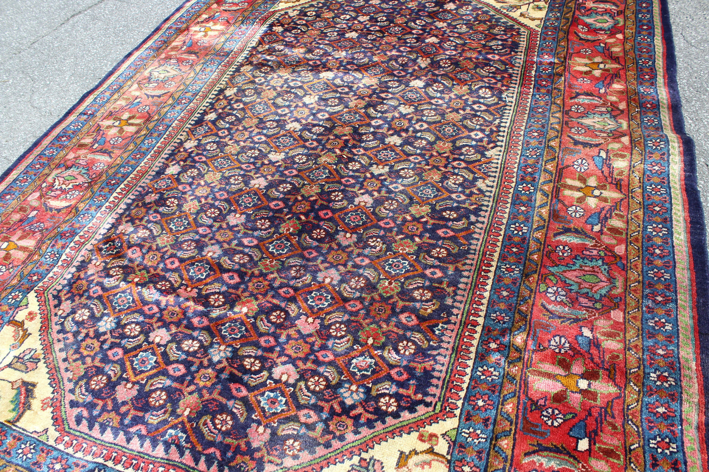 Red Blue 7x10 Vintage Rug | Tribal Oriental Persian Rug | Kazak Bohemian Rug | Handmade Rug