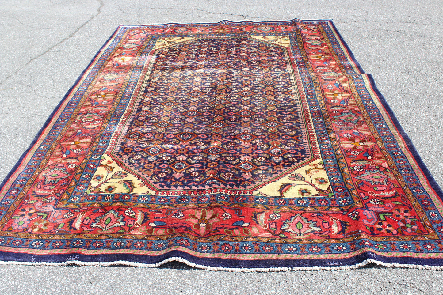 Red Blue 7x10 Vintage Rug | Tribal Oriental Persian Rug | Kazak Bohemian Rug | Handmade Rug