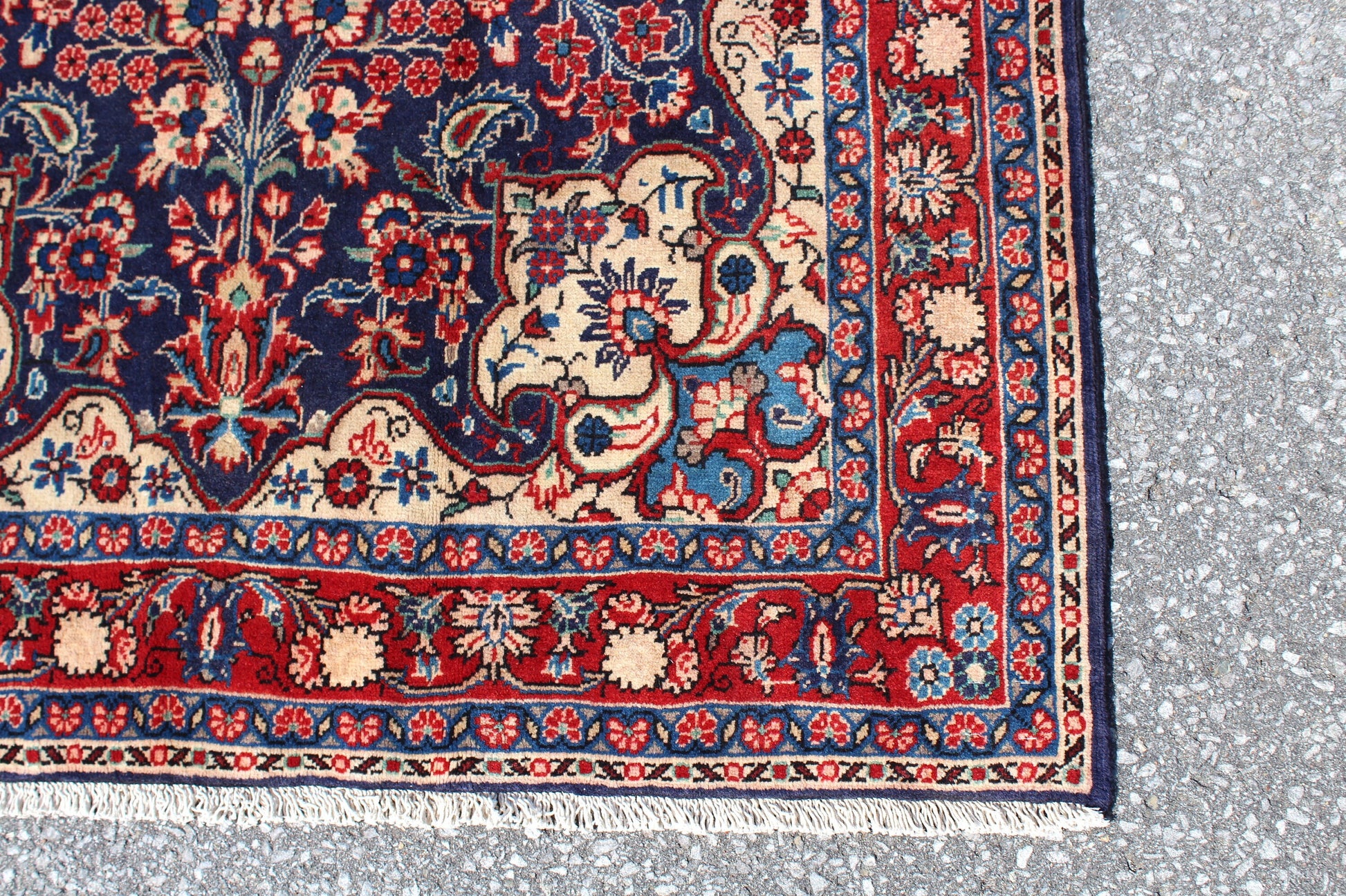 Navy Blue 4x6 Oriental Persian Rug with Red Border