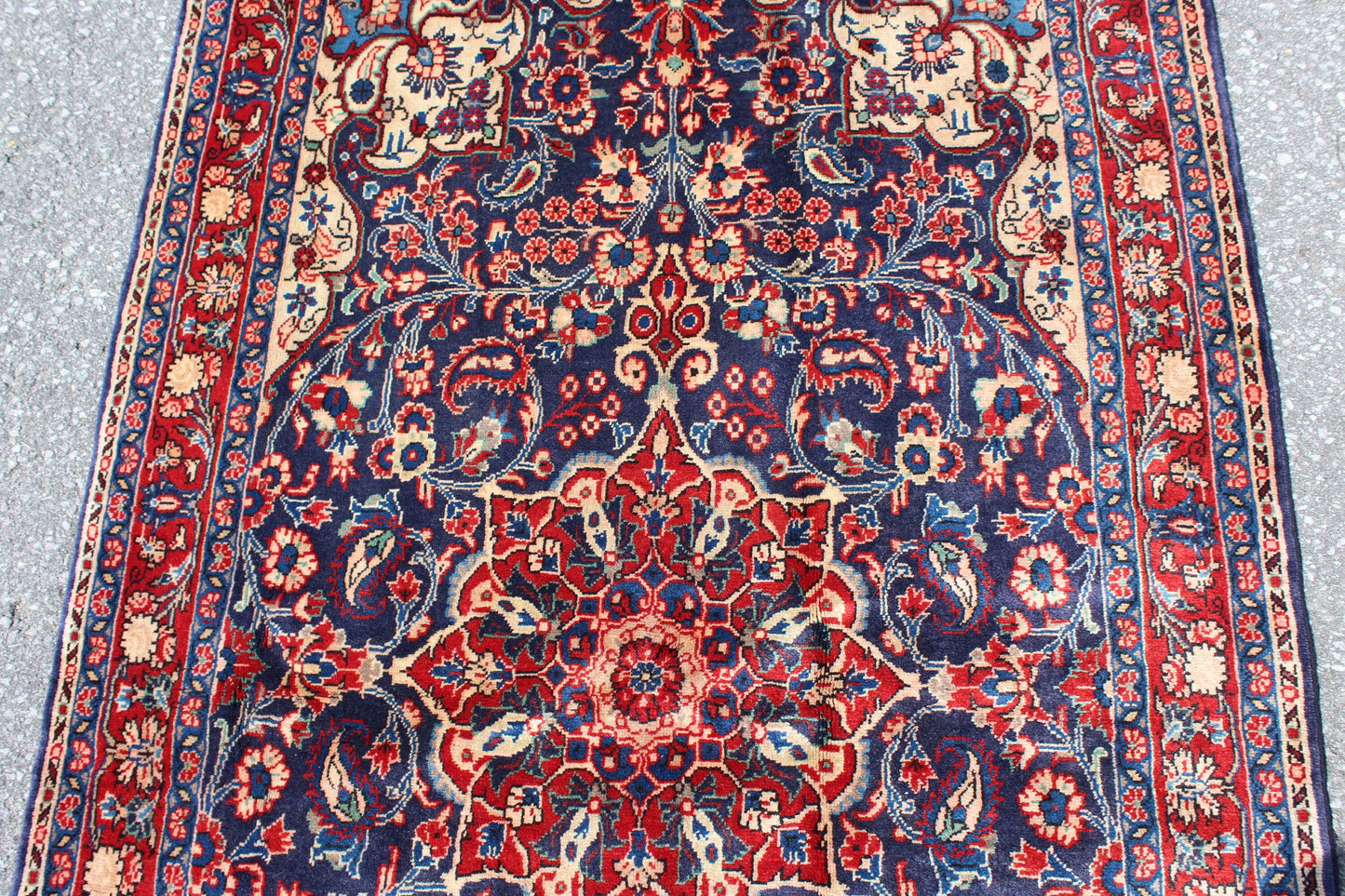 Navy Blue 4x6 Oriental Persian Rug with Red Border