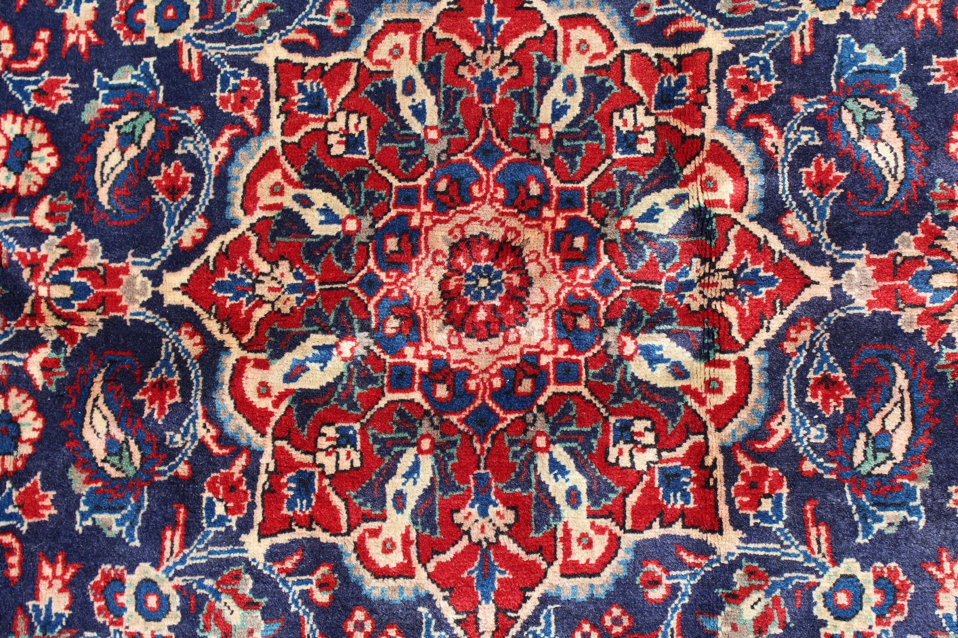 Navy Blue 4x6 Oriental Persian Rug with Red Border