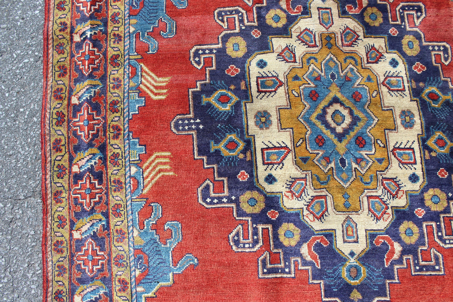 Red Blue 5x7 Vintage Tribal One of a Kind Rug