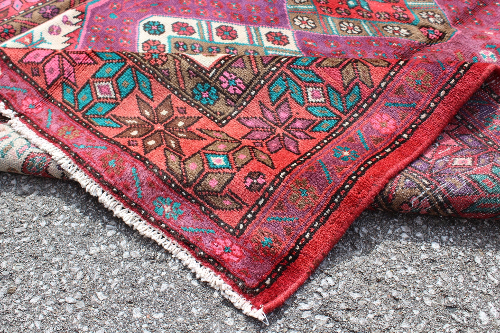 Pink Purple Vintage Handmade Rug