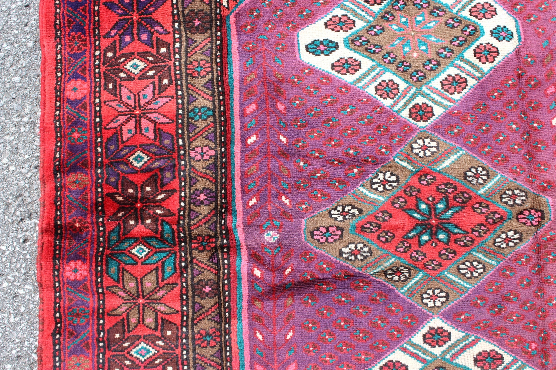 Pink Purple Vintage Handmade Rug