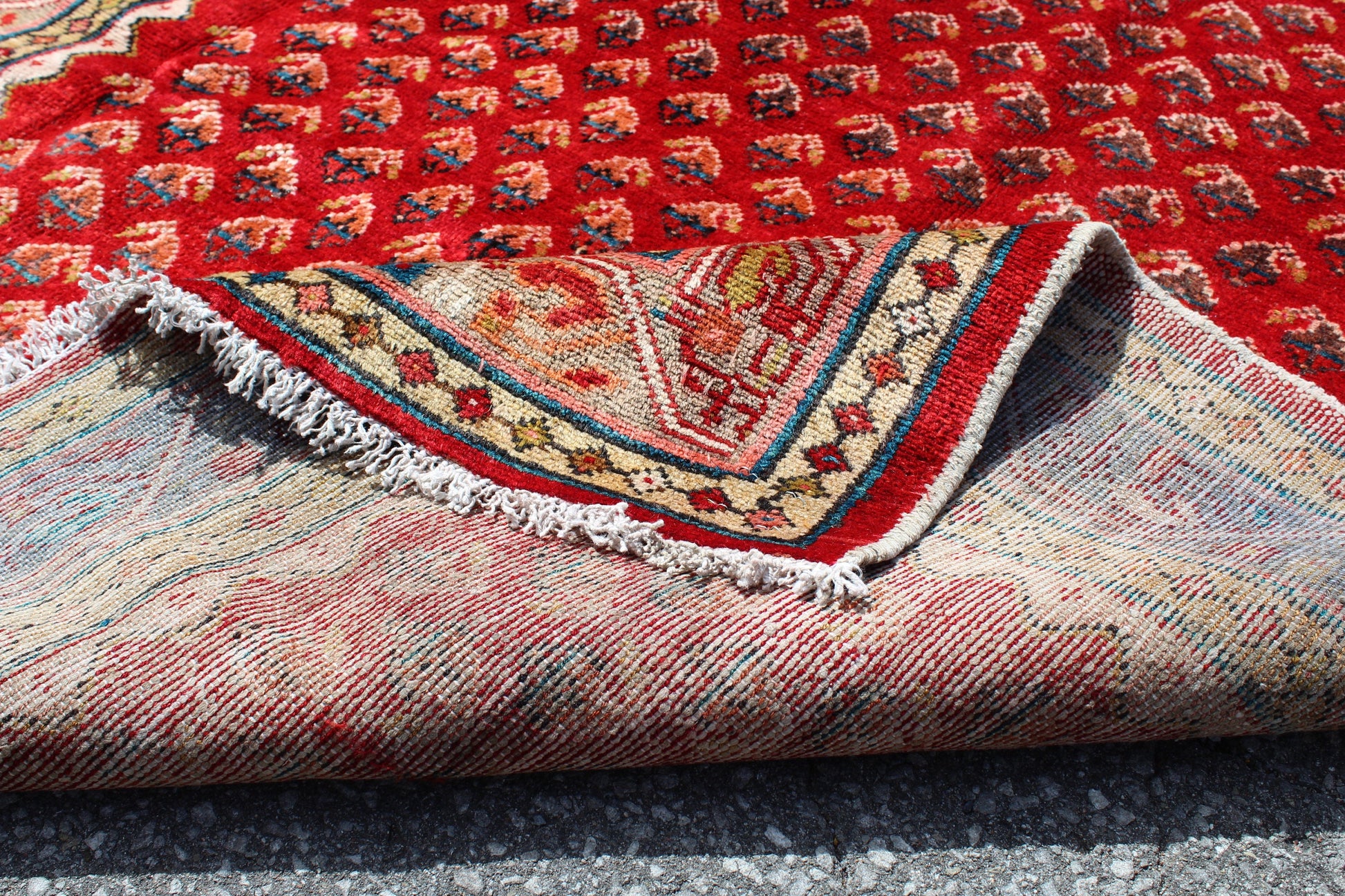 Red Beige Border 4x7 Vintage Tribal Handmade Turkish Persian Rug
