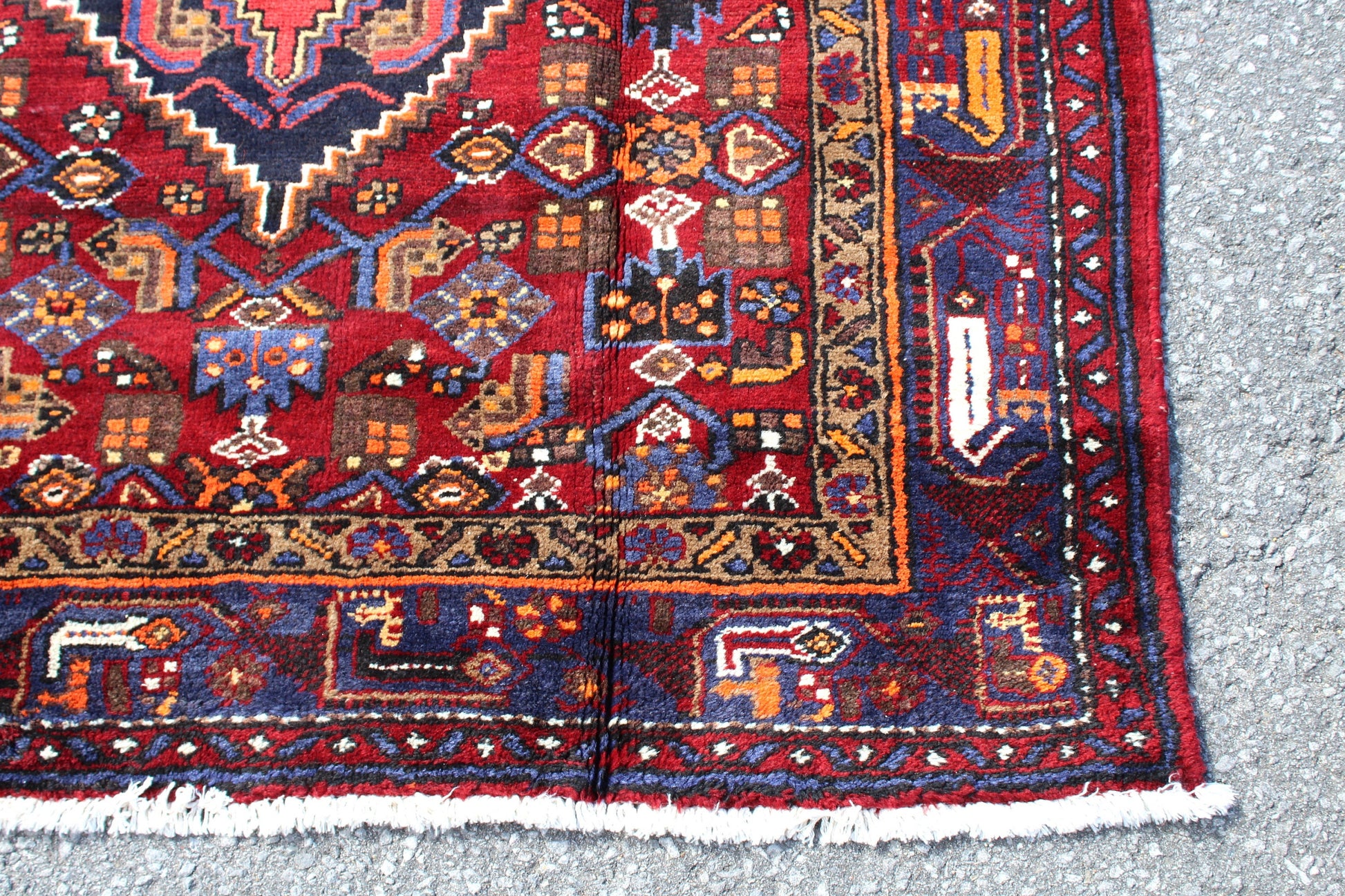 Red Navy 4 x 7 Blue Vintage Handmade Rug