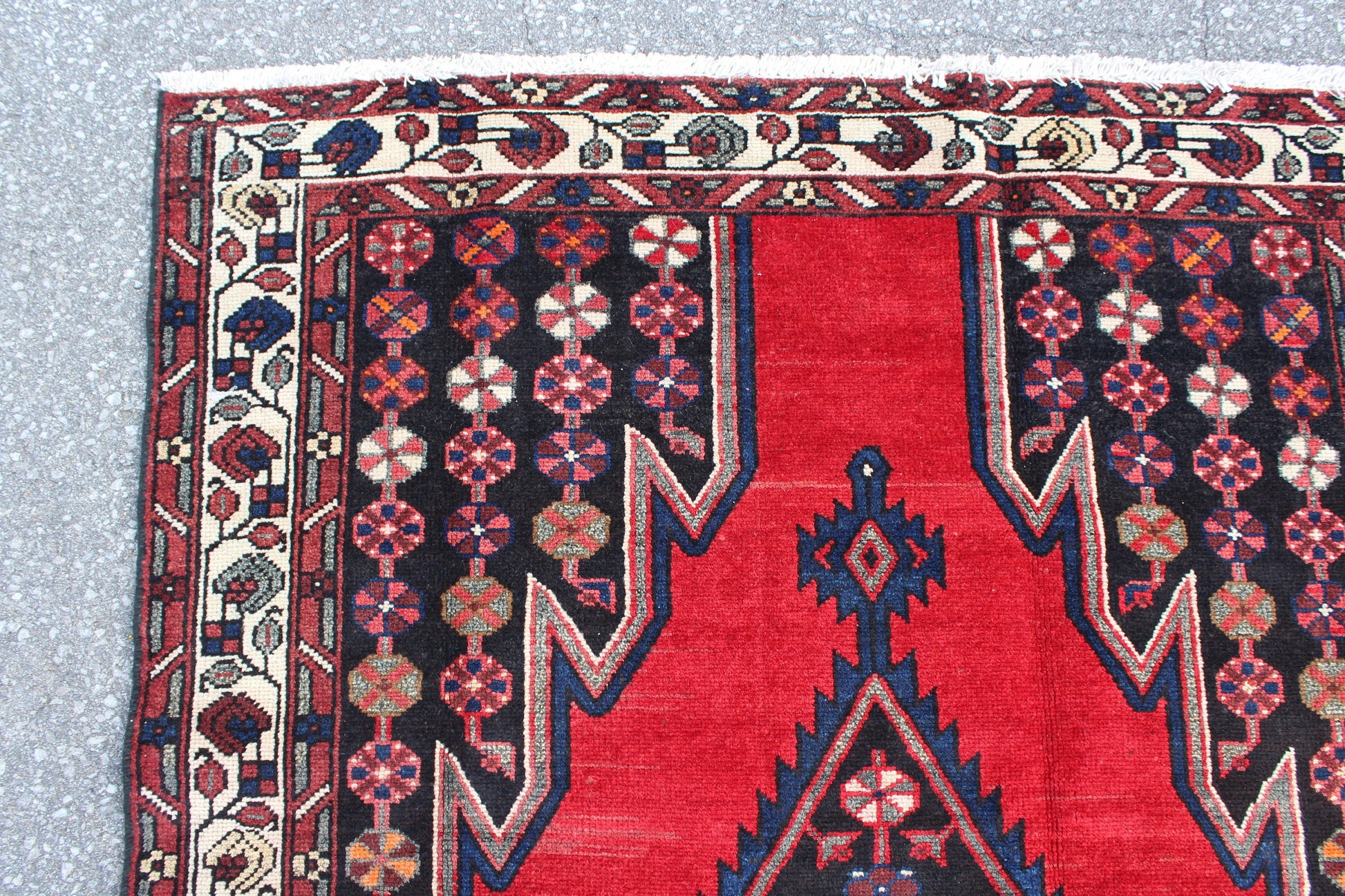 Blue Red 4x7 Vintage Rug | Tribal Oriental Persian Rug | Kazak Bohemian Rug | Handmade Rug6