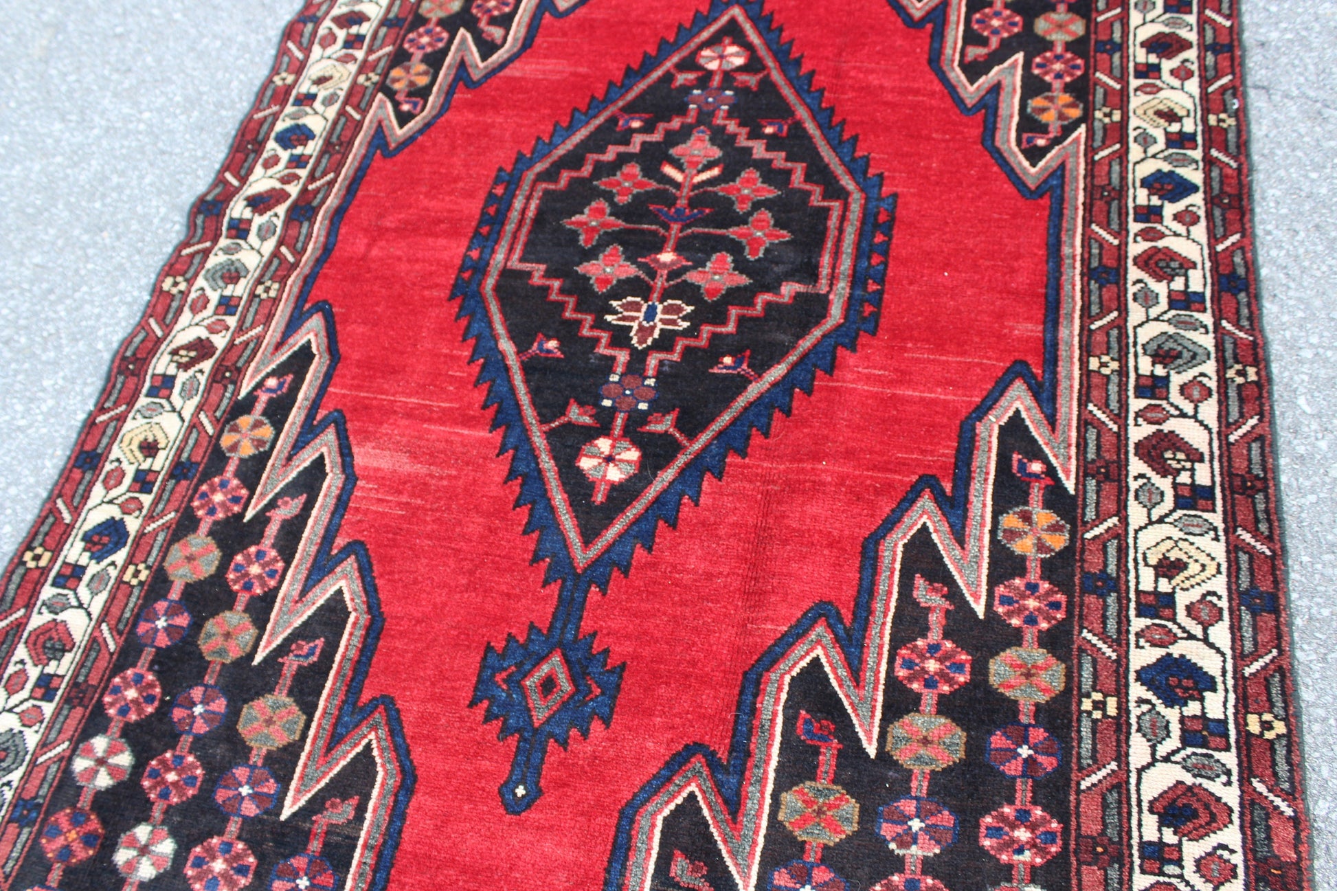 Blue Red 4x7 Vintage Rug | Tribal Oriental Persian Rug | Kazak Bohemian Rug | Handmade Rug6