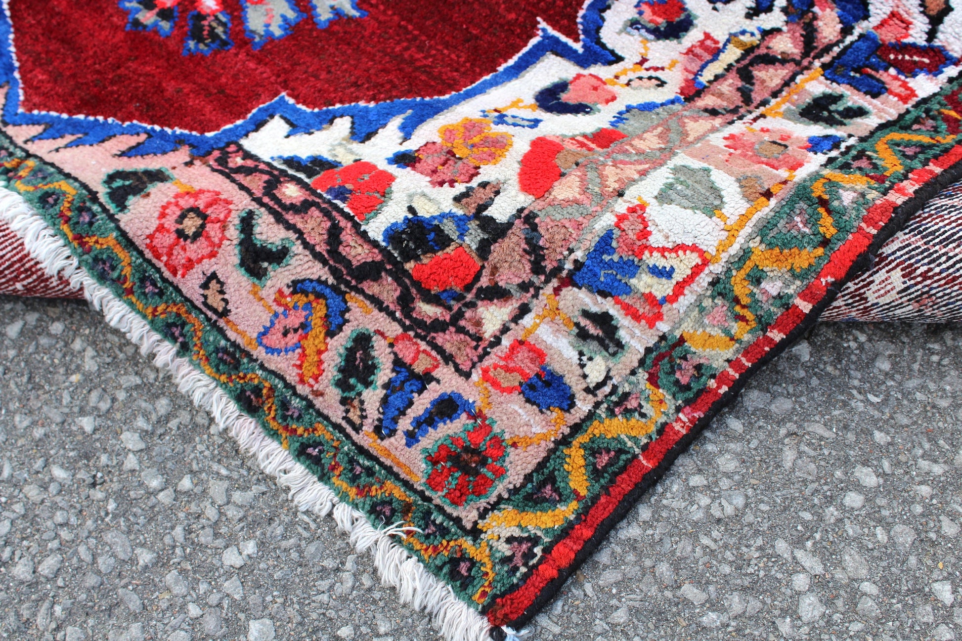Red Beige 3x4 Vintage Rug | Tribal Oriental Persian Rug | Kazak Bohemian Rug | Handmade Rug