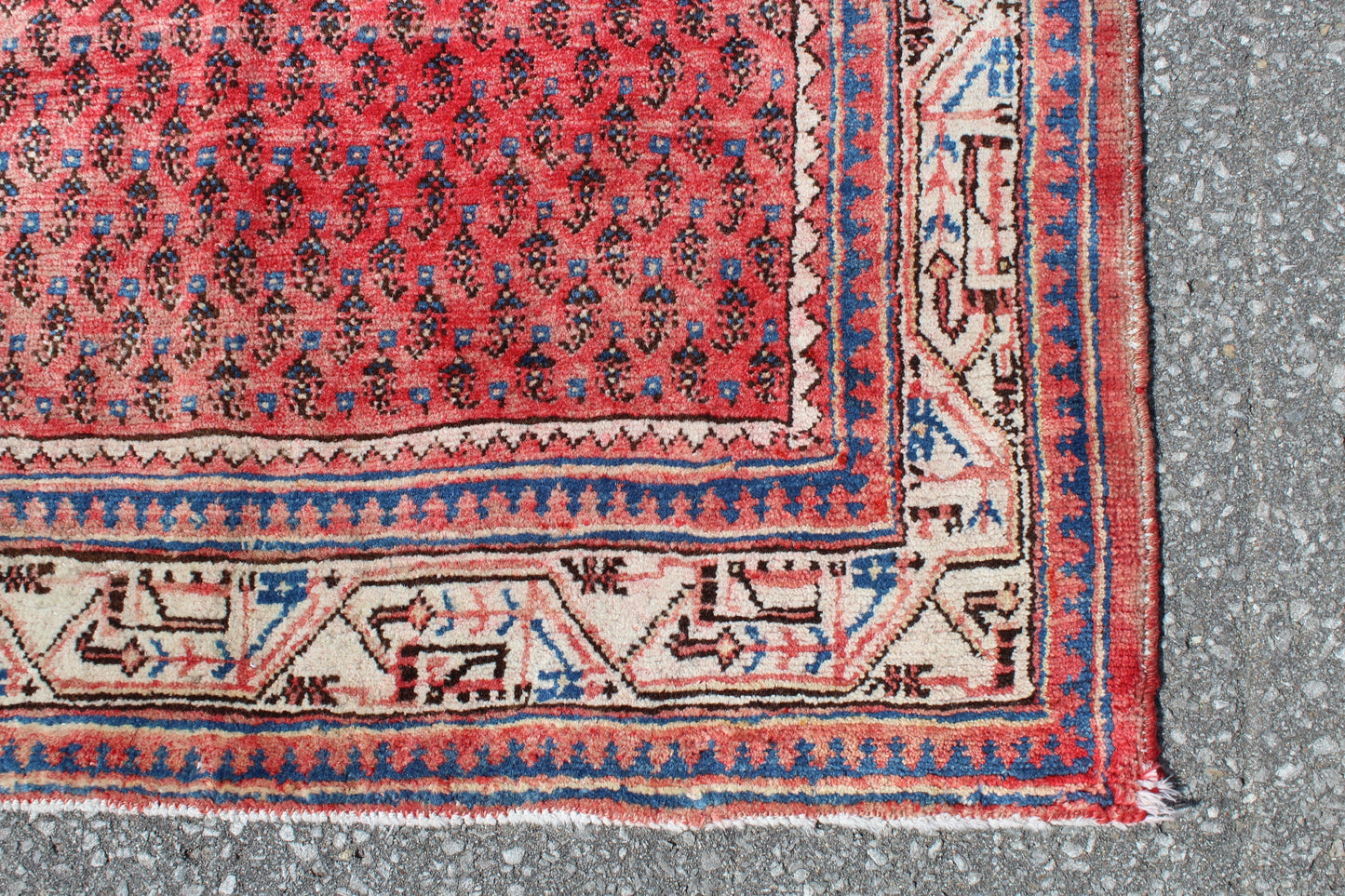 Red Beige 4x5 Vintage Rug | Tribal Oriental Persian Rug | Kazak Bohemian Rug | Handmade Rug