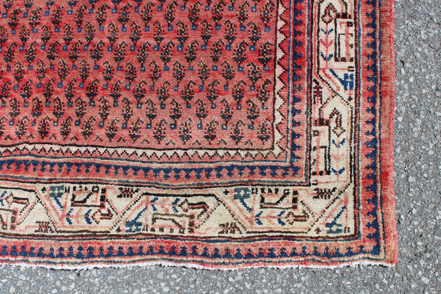 Red Beige 4x5 Vintage Rug | Tribal Oriental Persian Rug | Kazak Bohemian Rug | Handmade Rug