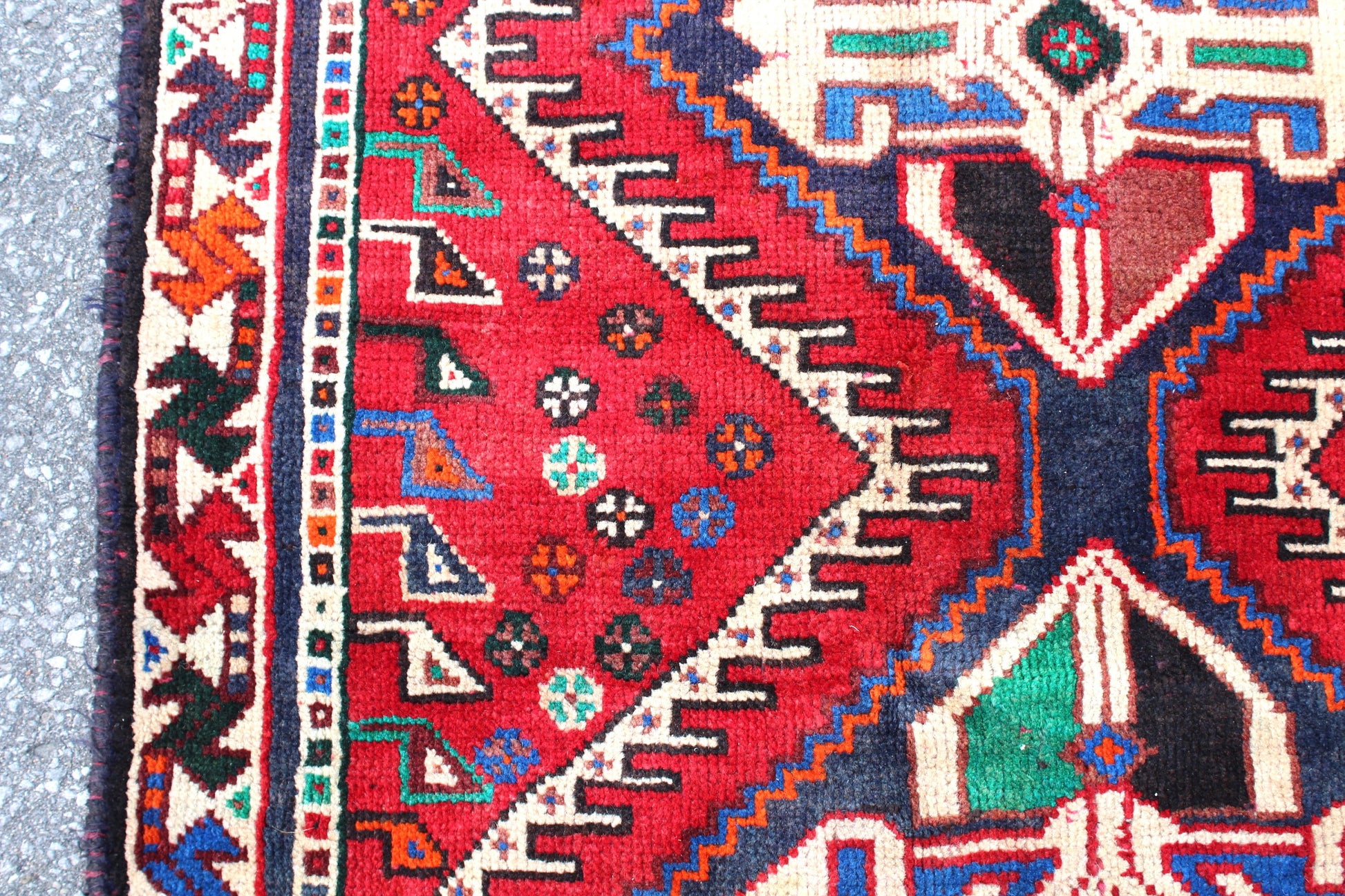 Red White 4x6 Vintage One of a Kind Rug