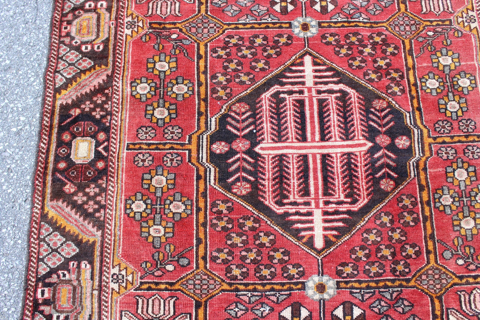 Red Blue 4x6 Vintage Rug | Tribal Oriental Persian Rug | Kazak Bohemian Rug | Handmade Rug6