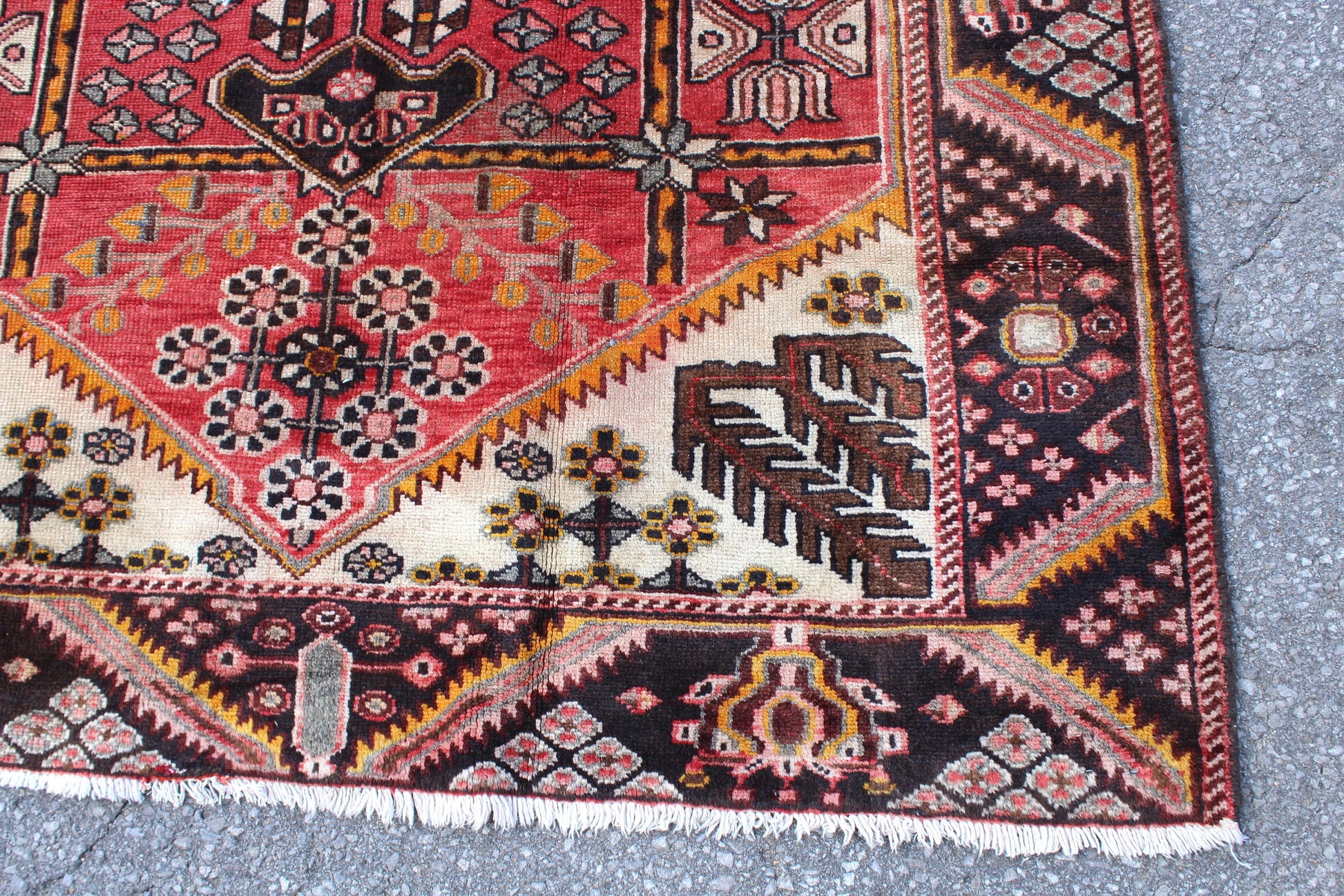 Red Blue 4x6 Vintage Rug | Tribal Oriental Persian Rug | Kazak Bohemian Rug | Handmade Rug6